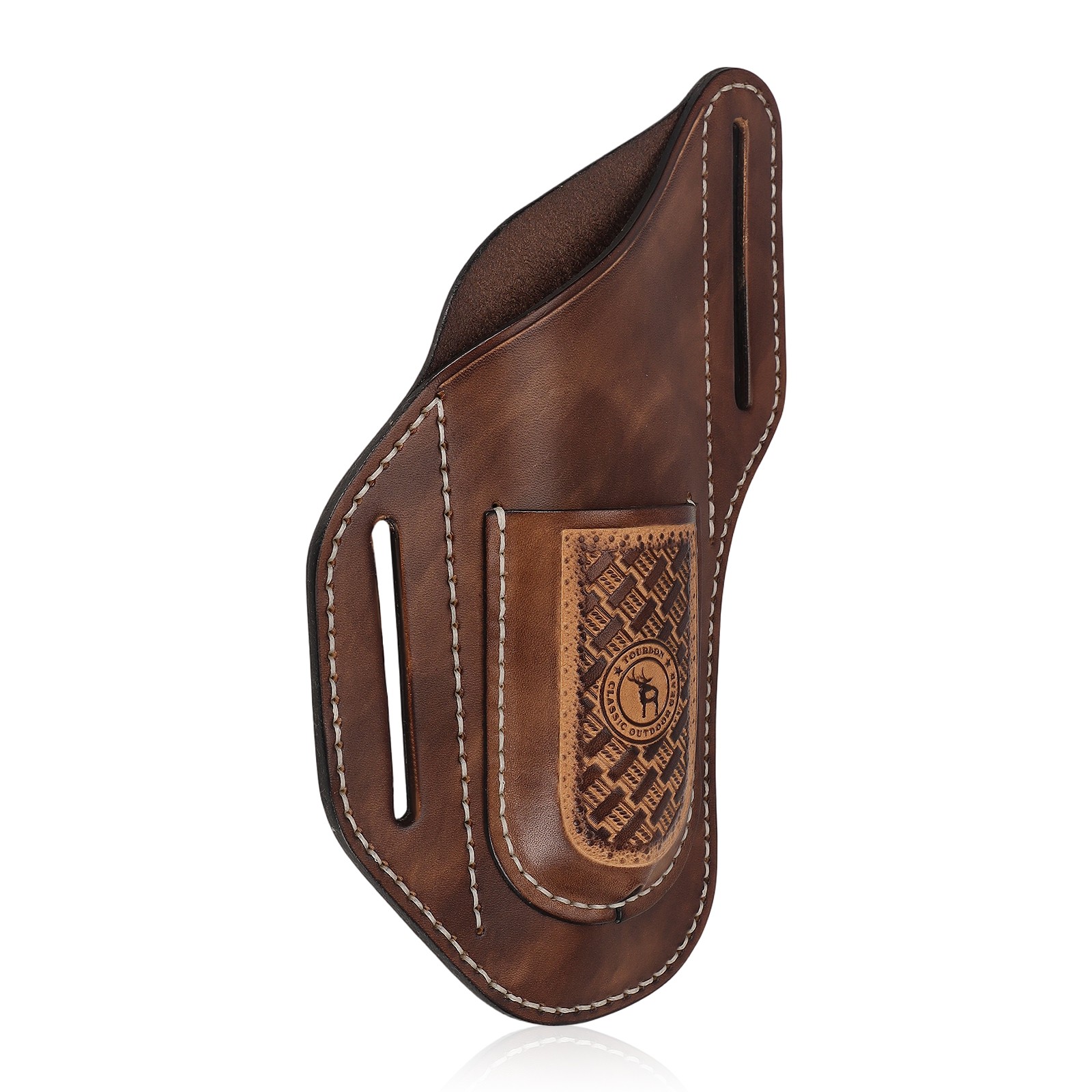 TOURBON Leather 2-in-1 Tool Pouch Folding Knife/Pliers Pocket Belt on Holster