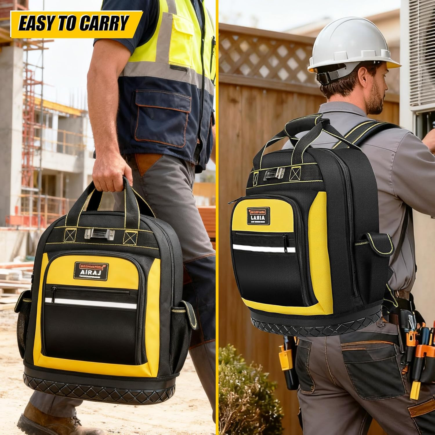 Tool Backpack,17″Heavy Duty Tool Backpack Bag with Waterproof Molded Base,Durabl