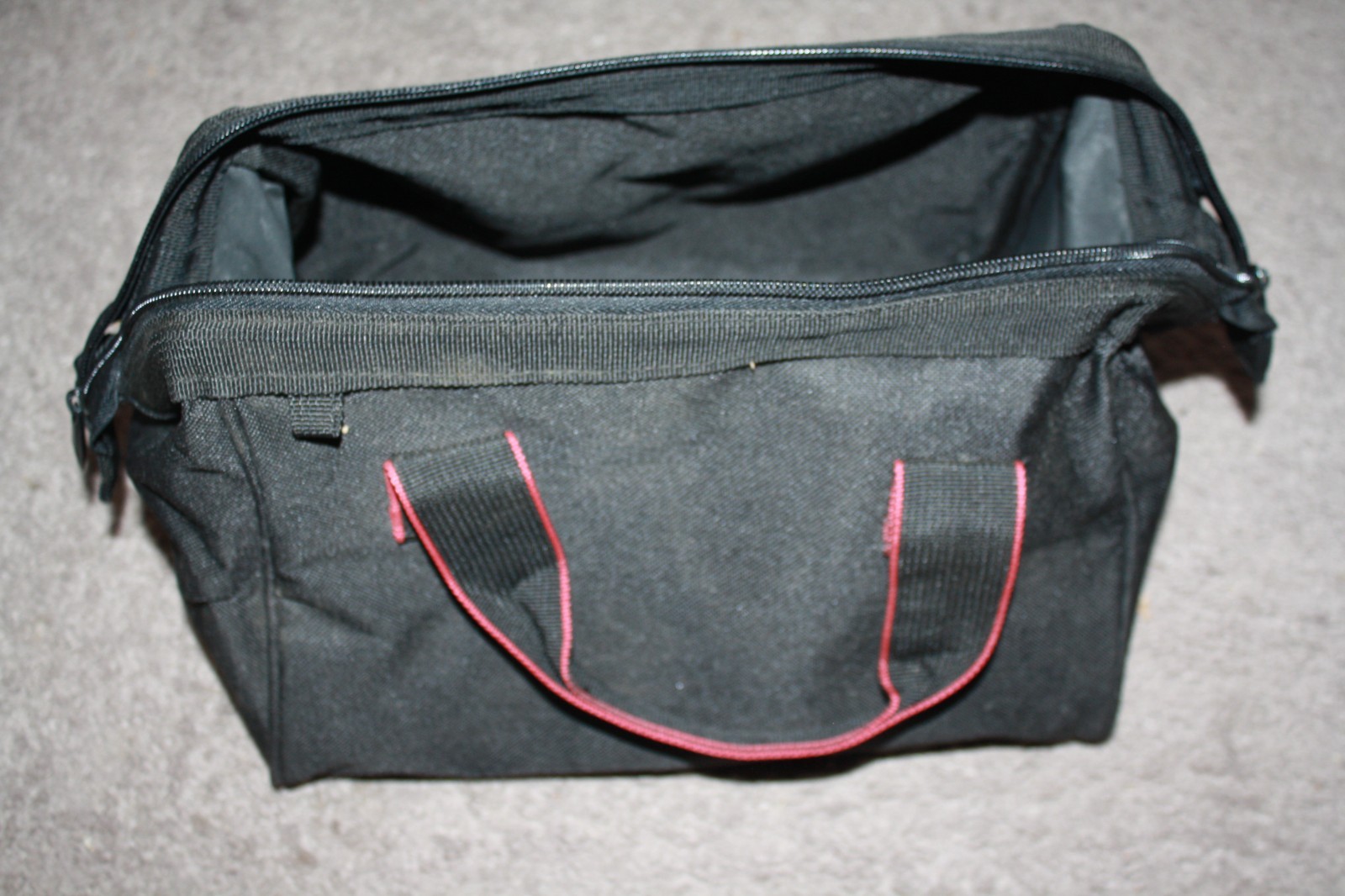 Hyper Tough 12-inch Polyester Tool Bag, with Full-Length Zipper and Double Strap