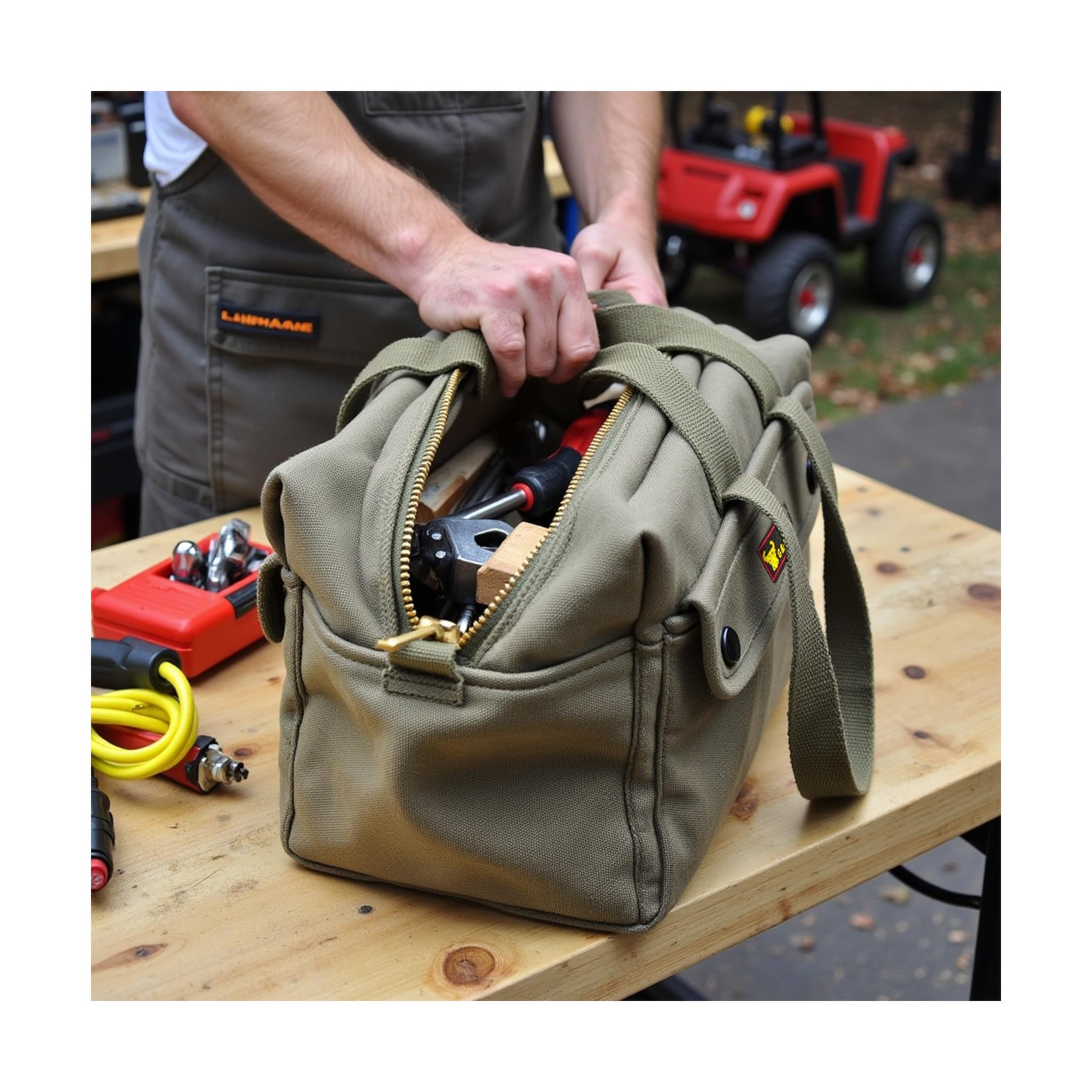 Waxed Canvas All Purpose Military Style Duffle Bag, Water-Resistant, Adjustab…