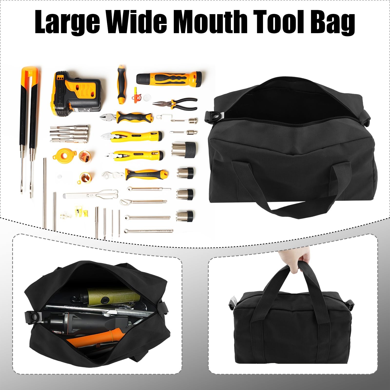 16 Inch Tools Bag, Tool Organizer Tote Bag with Oxford Fabric 16 Inch, Black