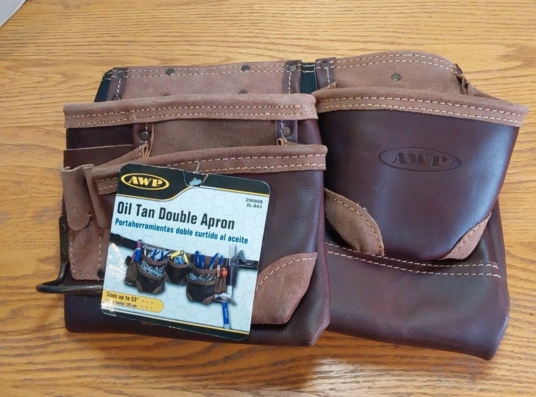 AWP Oil Tan Leather Double Apron Tool Belt 296808 2L-843 New with tags NWT