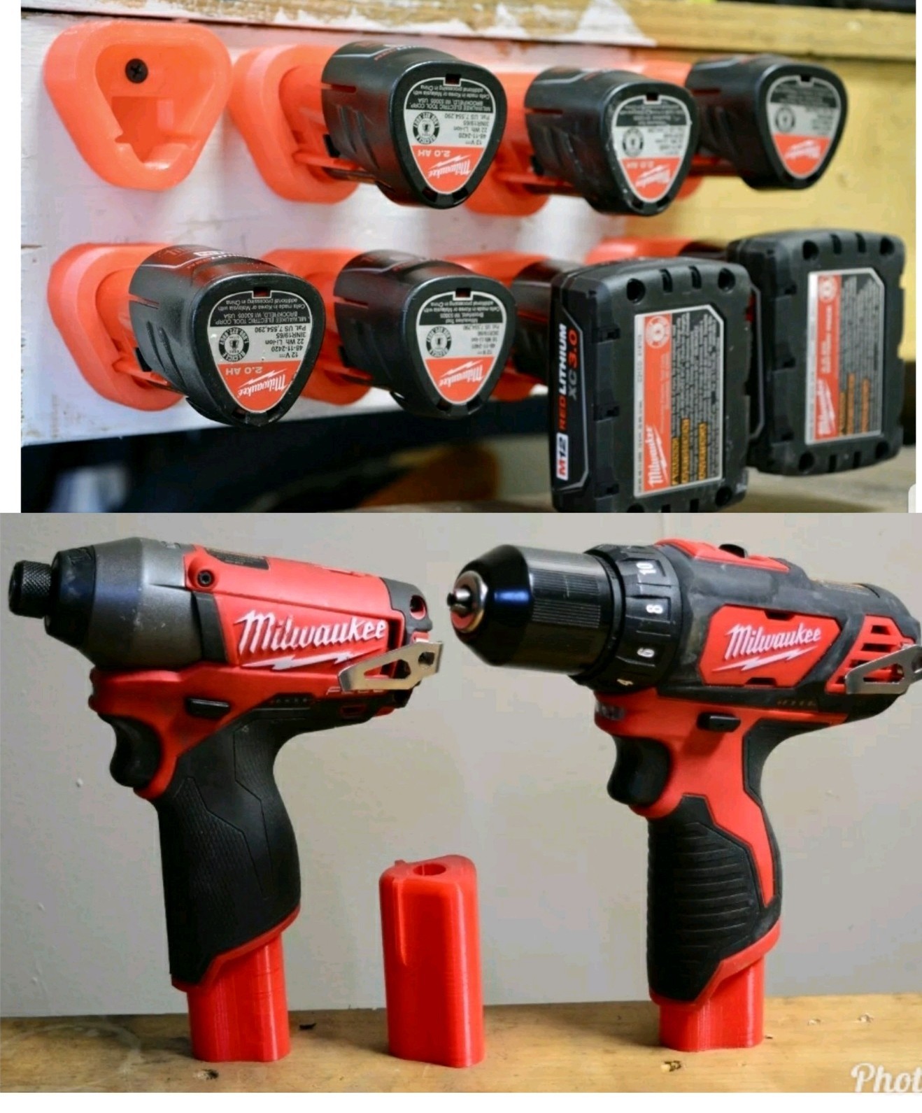 M12 Tool Battery COMBO Holder Mount Dock For Milwaukee 12V