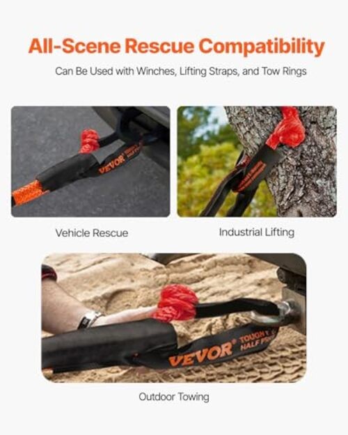 2-Pack Synthetic Soft Shackle, 1/2″ x 22″ – 44,092 lbs (20 Ton) Breaking Red