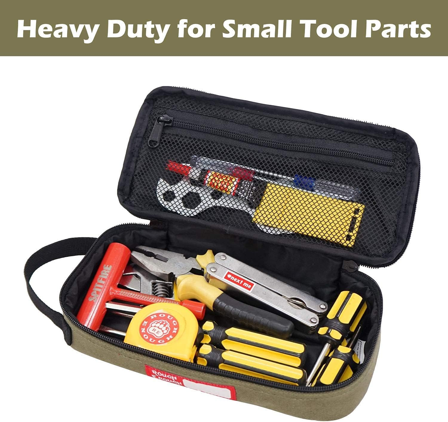 Rough Enough Small Canvas Tool Bag – Versatile Zipper Pouch Case