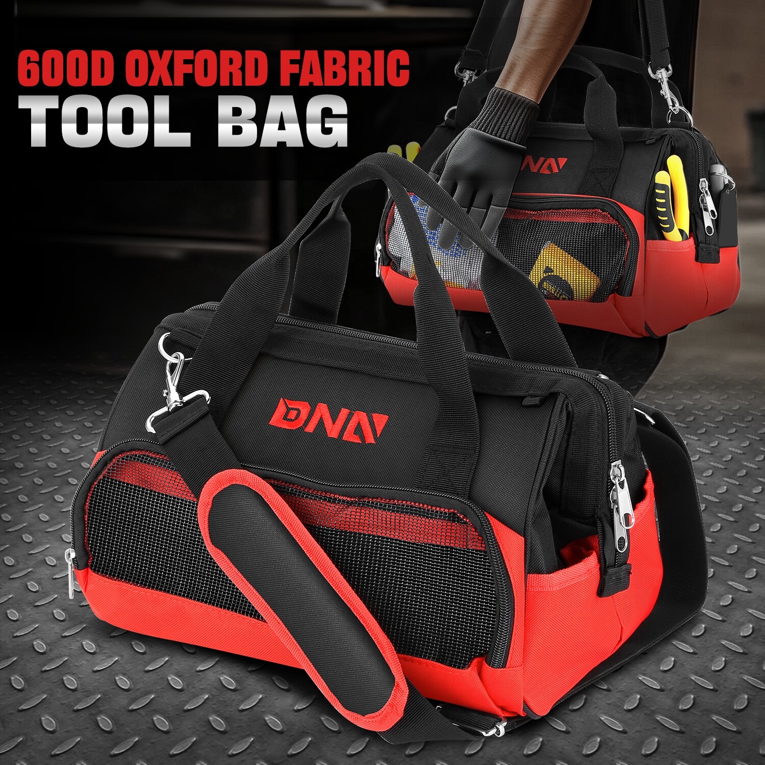 12in Heavy Duty Portable Waterproof Canvas Tool Bag Organizer w/ Shoulder Strap