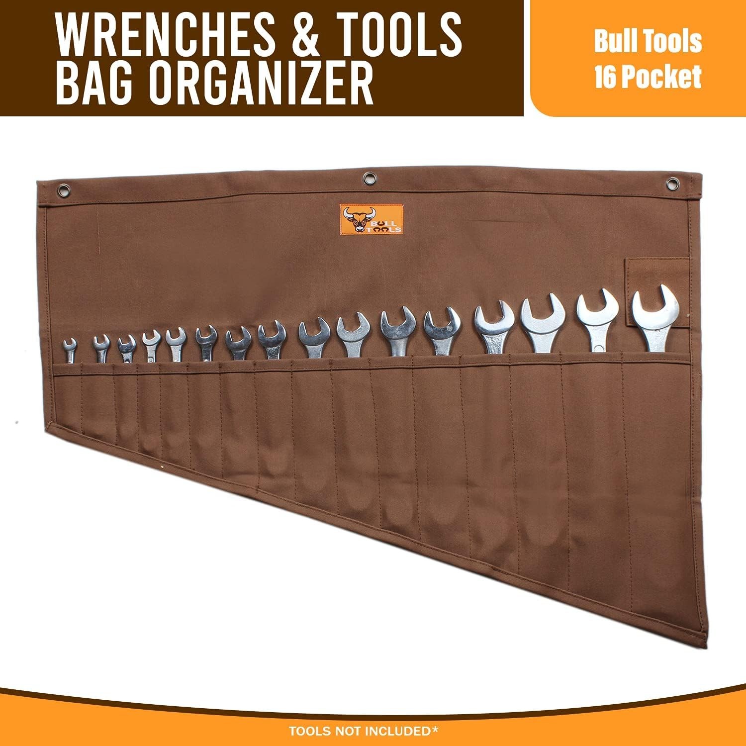 Roll Up Tool Bag Organizer 16 Pockets Heavy Duty Cotton Duck Canvas
