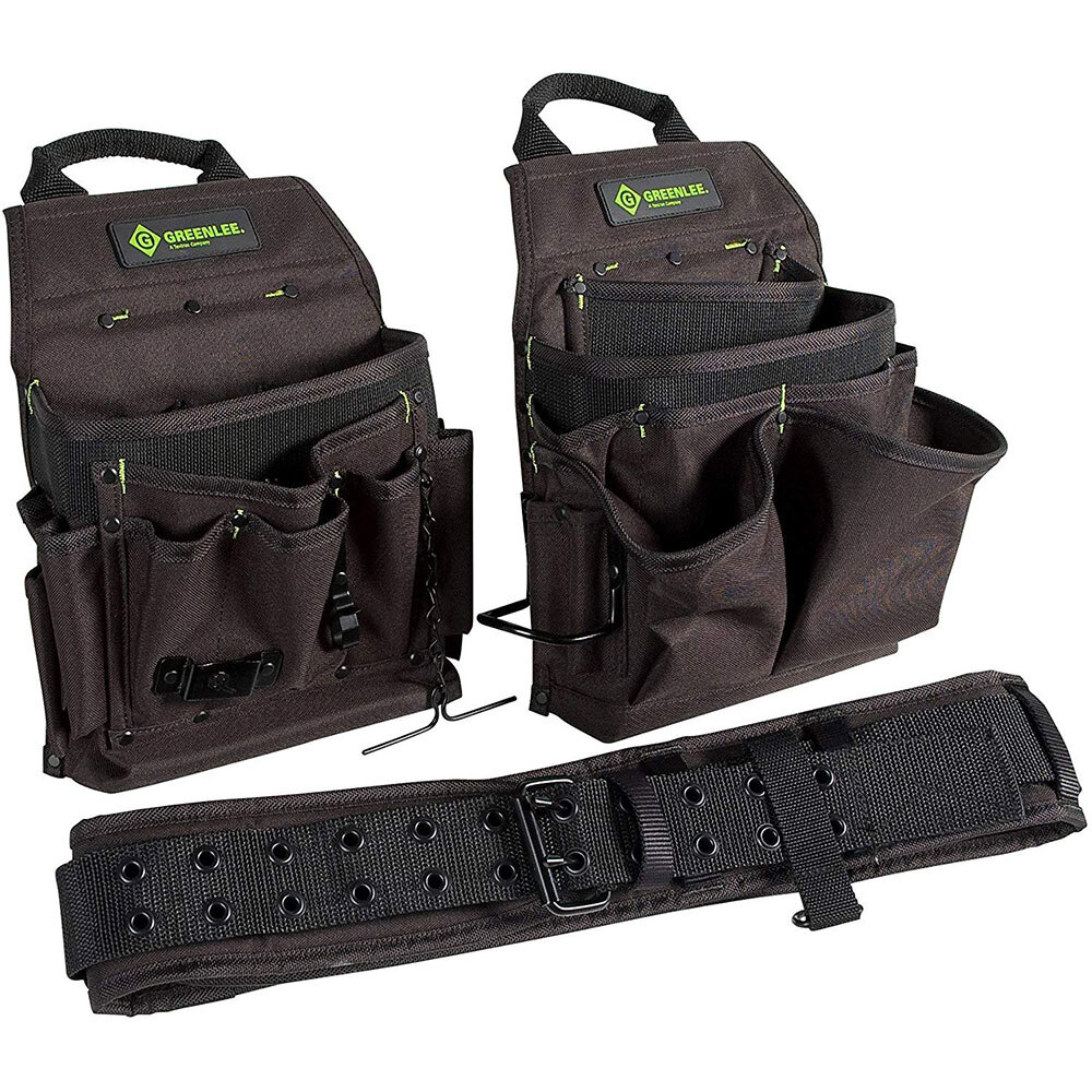 Greenlee 0158-16 3-Piece Pouch/Belt Combo Set, Fits Waist 29″ – 46-Inch, Black