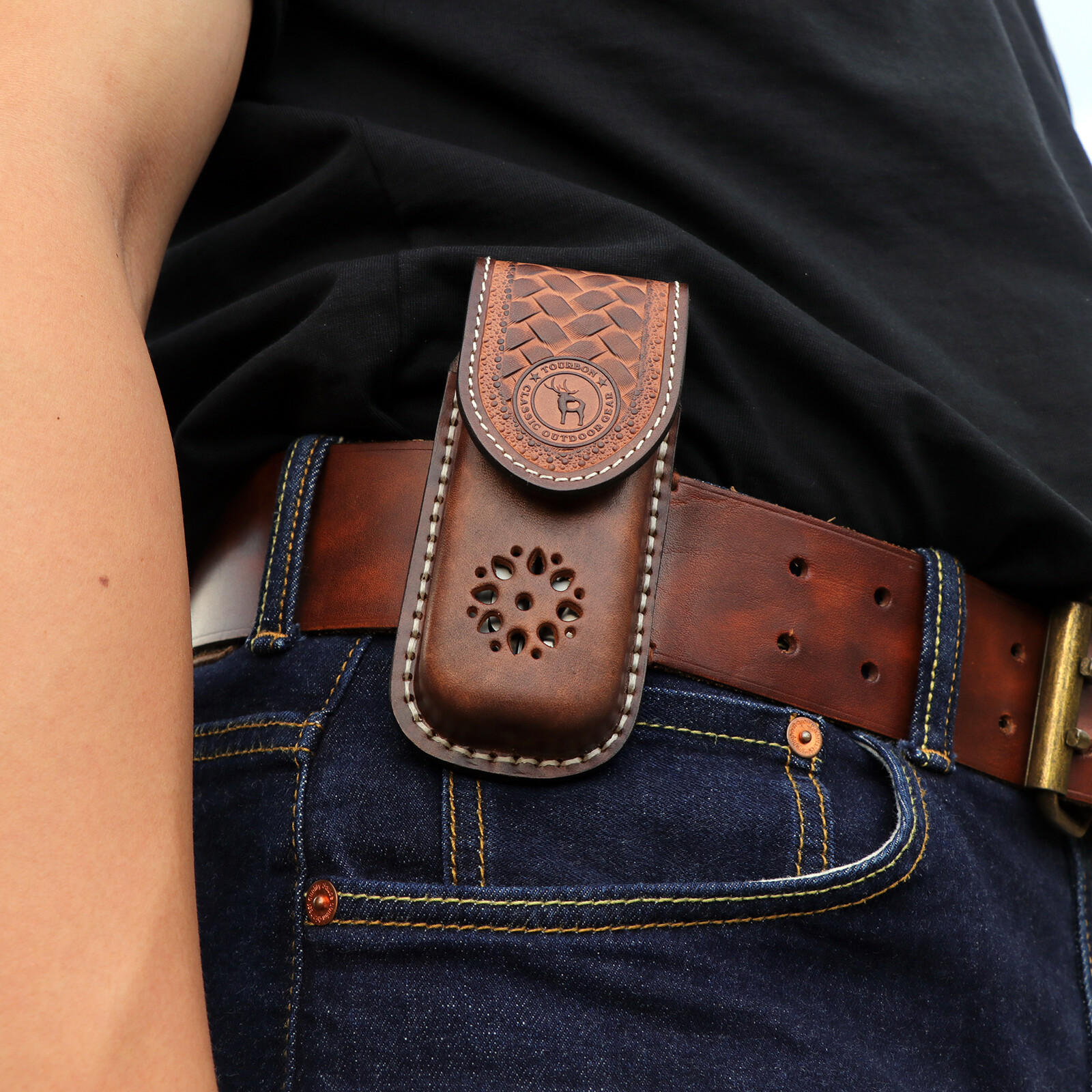 Tourbon Pocket Knife Carry Sheath Knives Storage Belt Case EDC