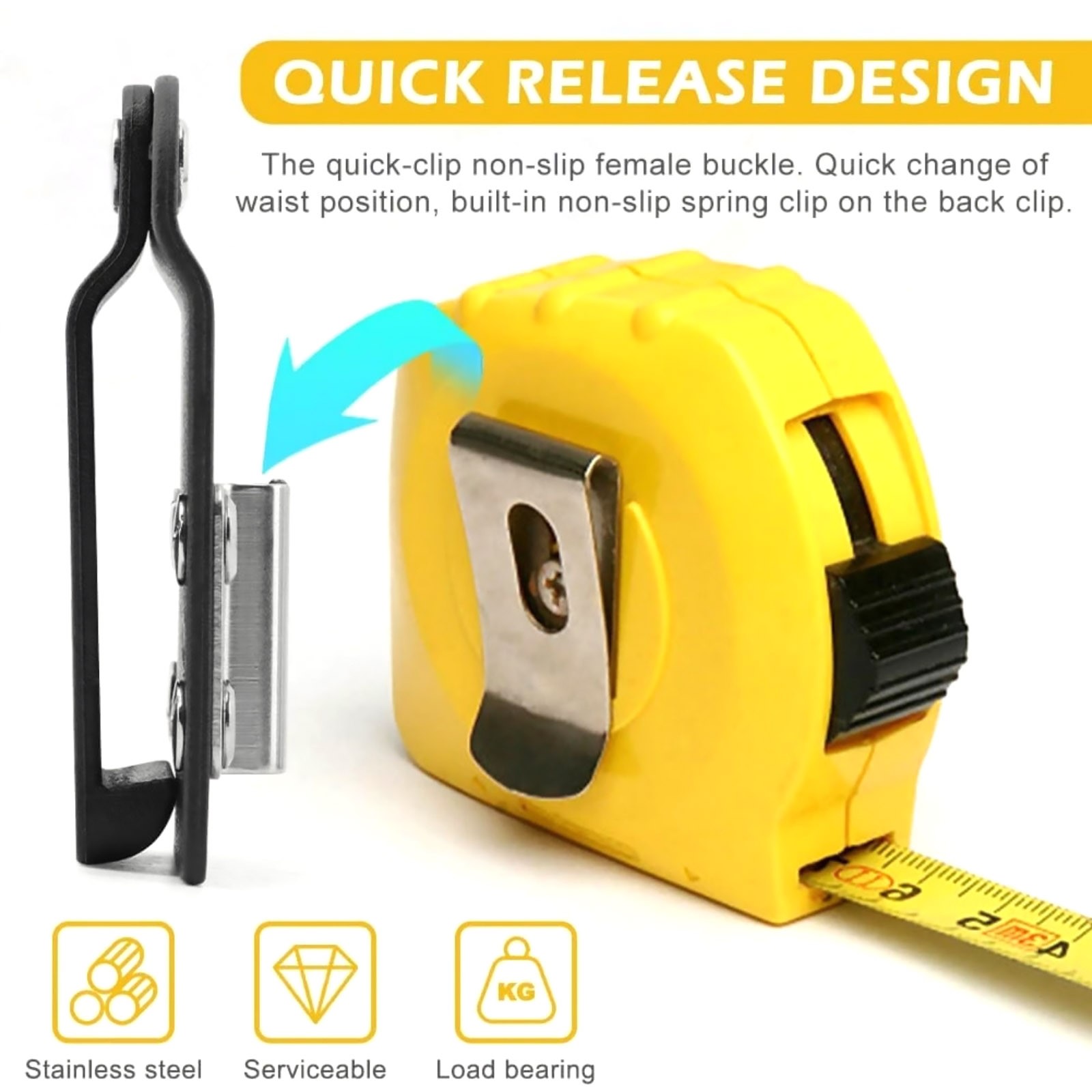 Metal Tape Measure Holder For Tool Belt Clip On Black Nylon Drill Accessory