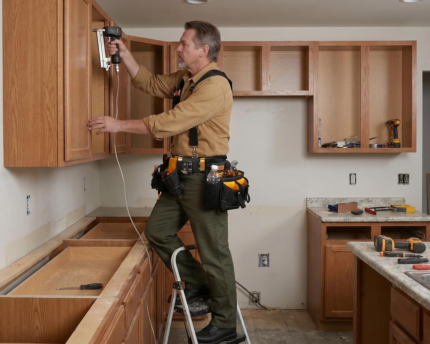 Heavy-Duty 7-Piece Tool Belt Rig: Ideal for Carpenters, Electricians & More
