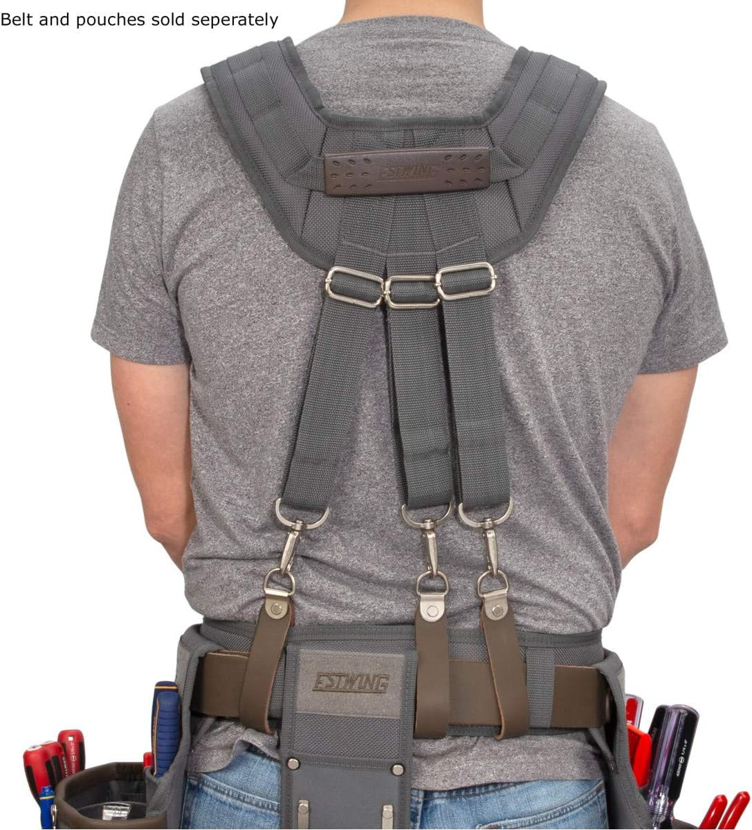 Cooling Mesh Padded Tool Belt Suspenders, Durable, Steel Hardware, Chest Strap,