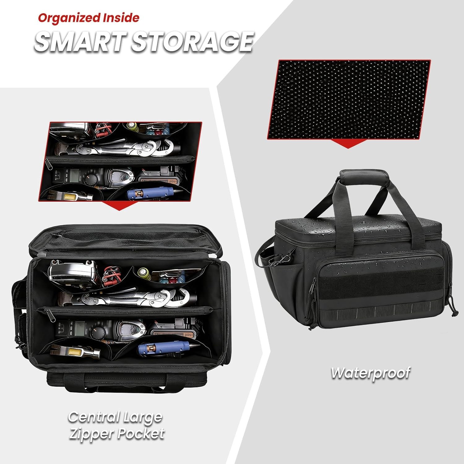 14-Inch Canvas Tool Bag Reinforced Bottom Multi-Purpose Hand Tool Organizer Tote