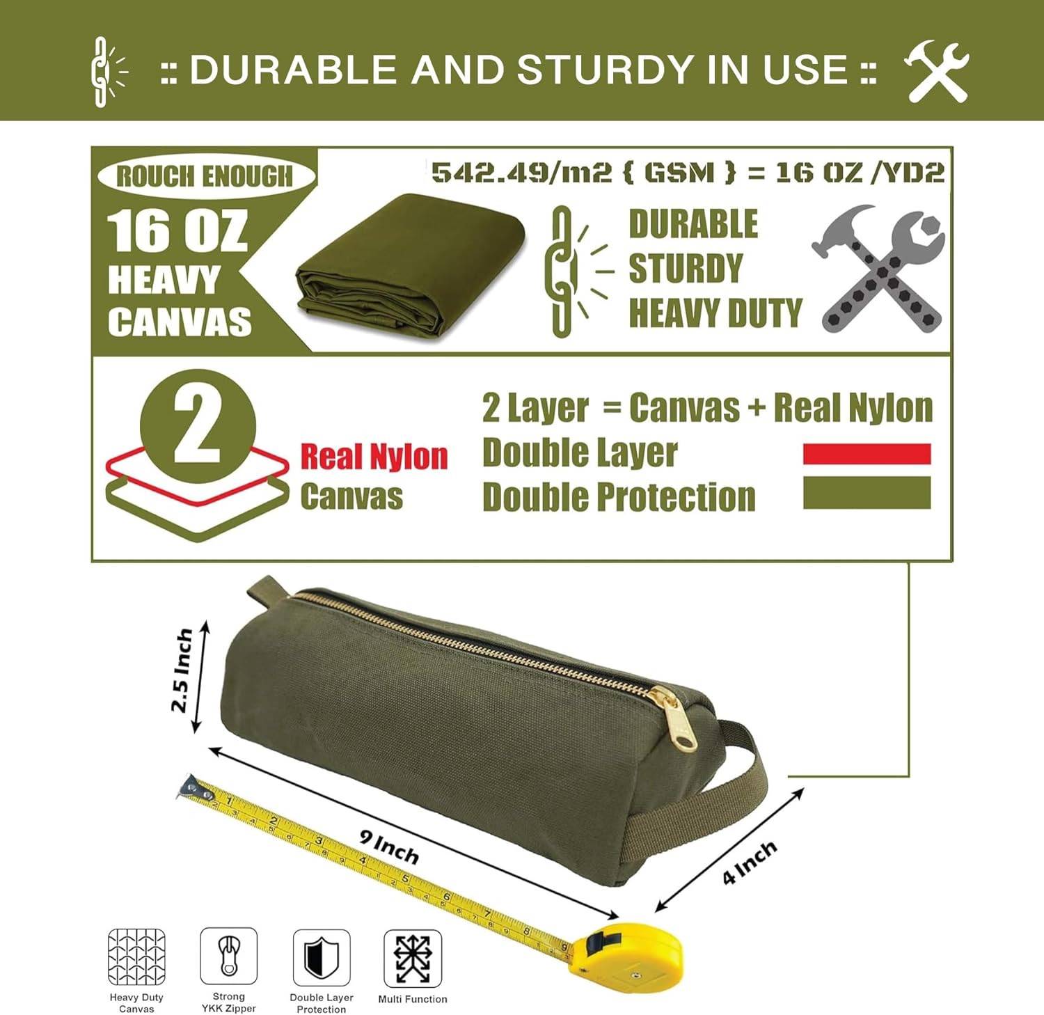 Rough Enough Portable Tool Bag EDC Pouch Organizer with Handle