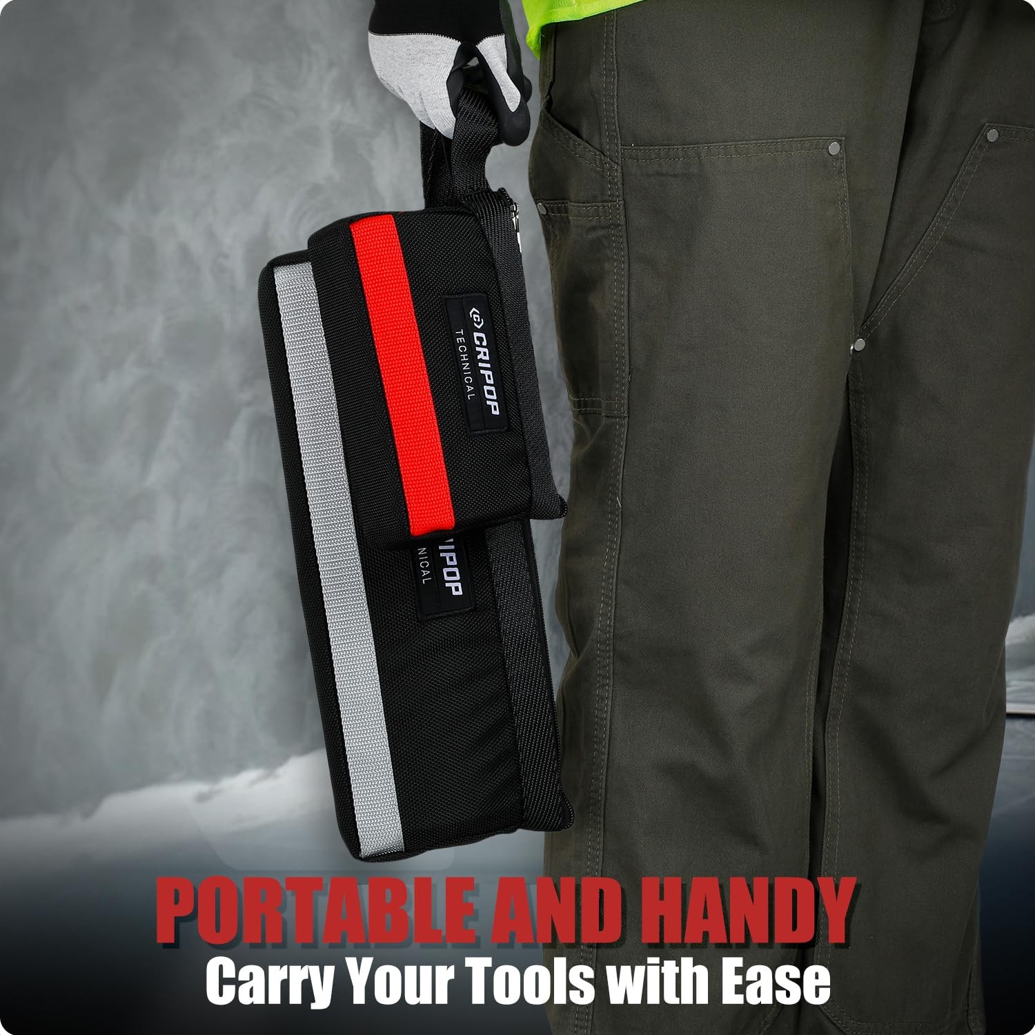 StandUp Zipper Small Tool Bag Pouch With Handle 7Inch 14.5Inch 2 PCS
