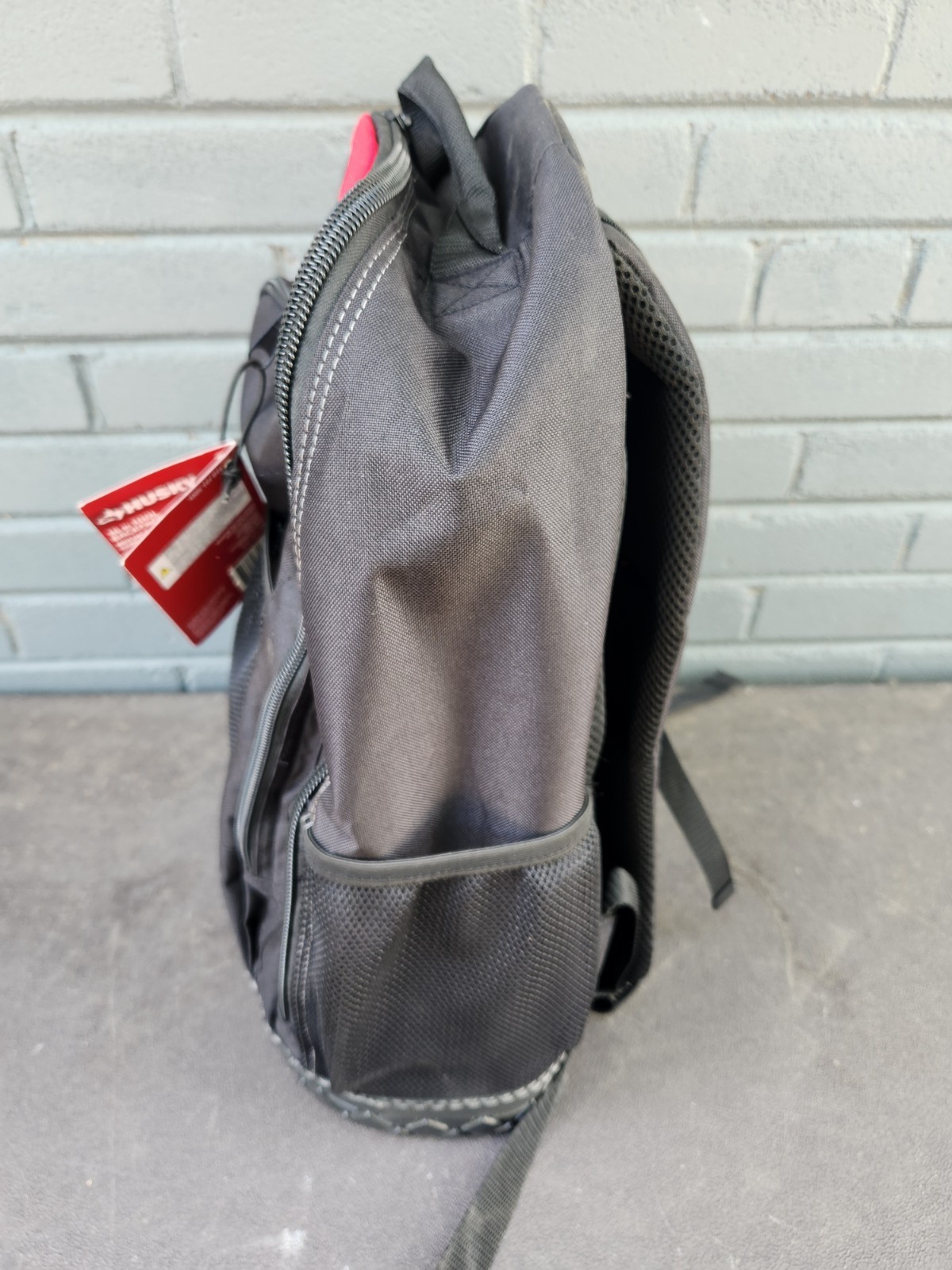 Never Used Husky Tool Backpack Black Red Multiple Compartments Padded Handle