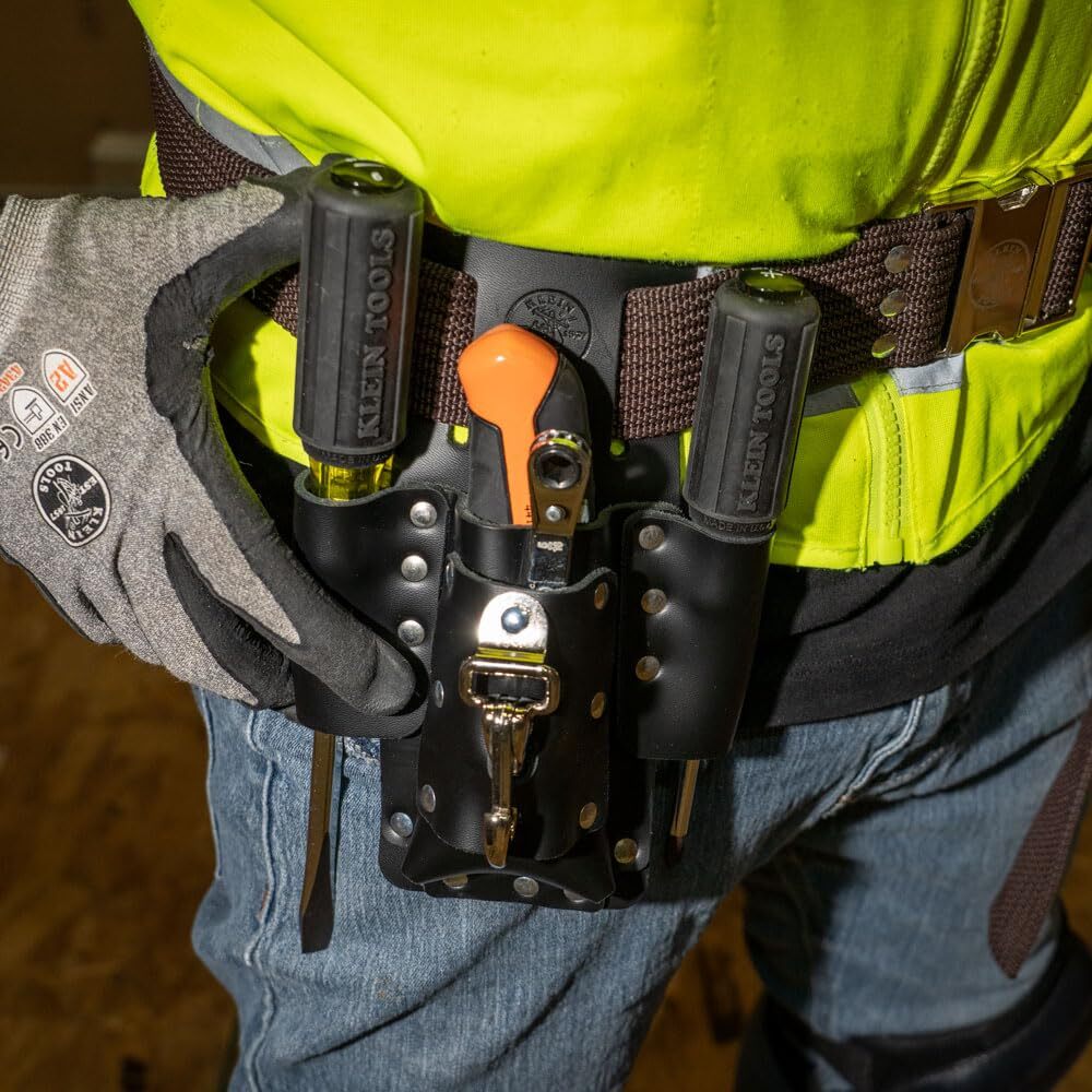 Klein Tools 5119 4 Pocket Leather Utility Holster Pouch for Tools