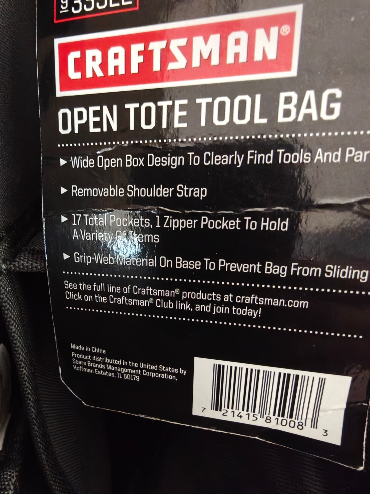 Craftsman 37537 Tool Bag Tote, Black/Red 13″x8.5″x7″, Vintage RARE