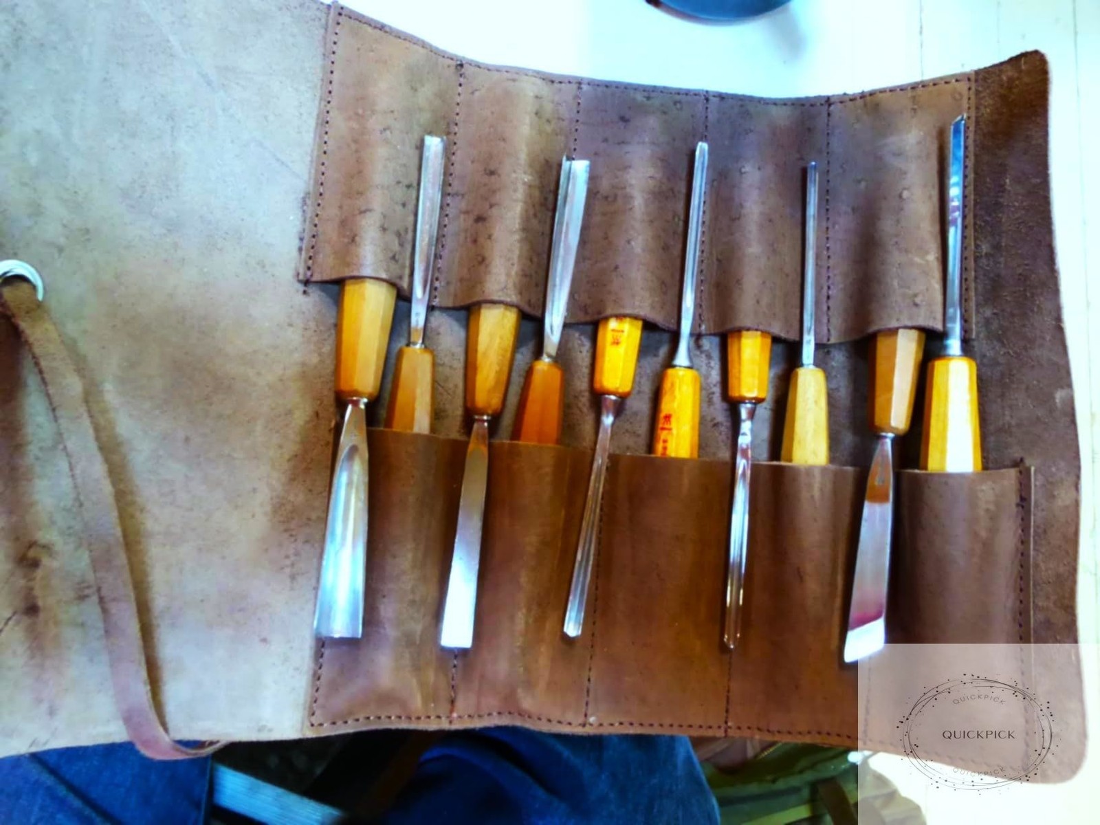 Leather Tool Roll Up Pouch 10 Slots Leather Tool Wrench Roll/Chisel Bag Portable