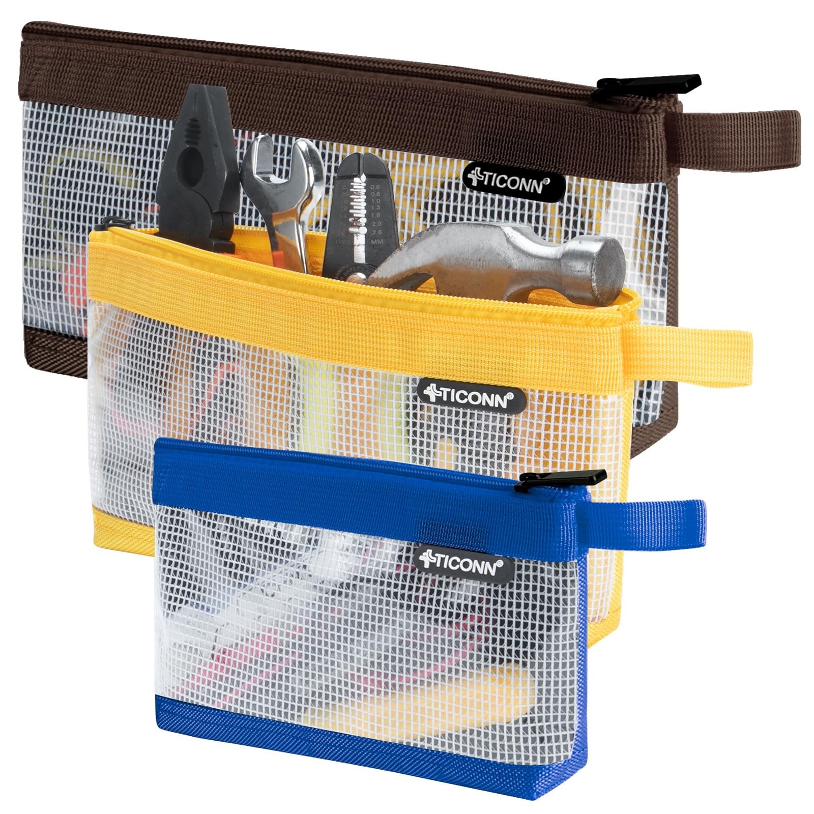 TICONN Tool Pouch, 1680D Oxford Small Tool Bag, Tool Pouches with Zipper, Clear