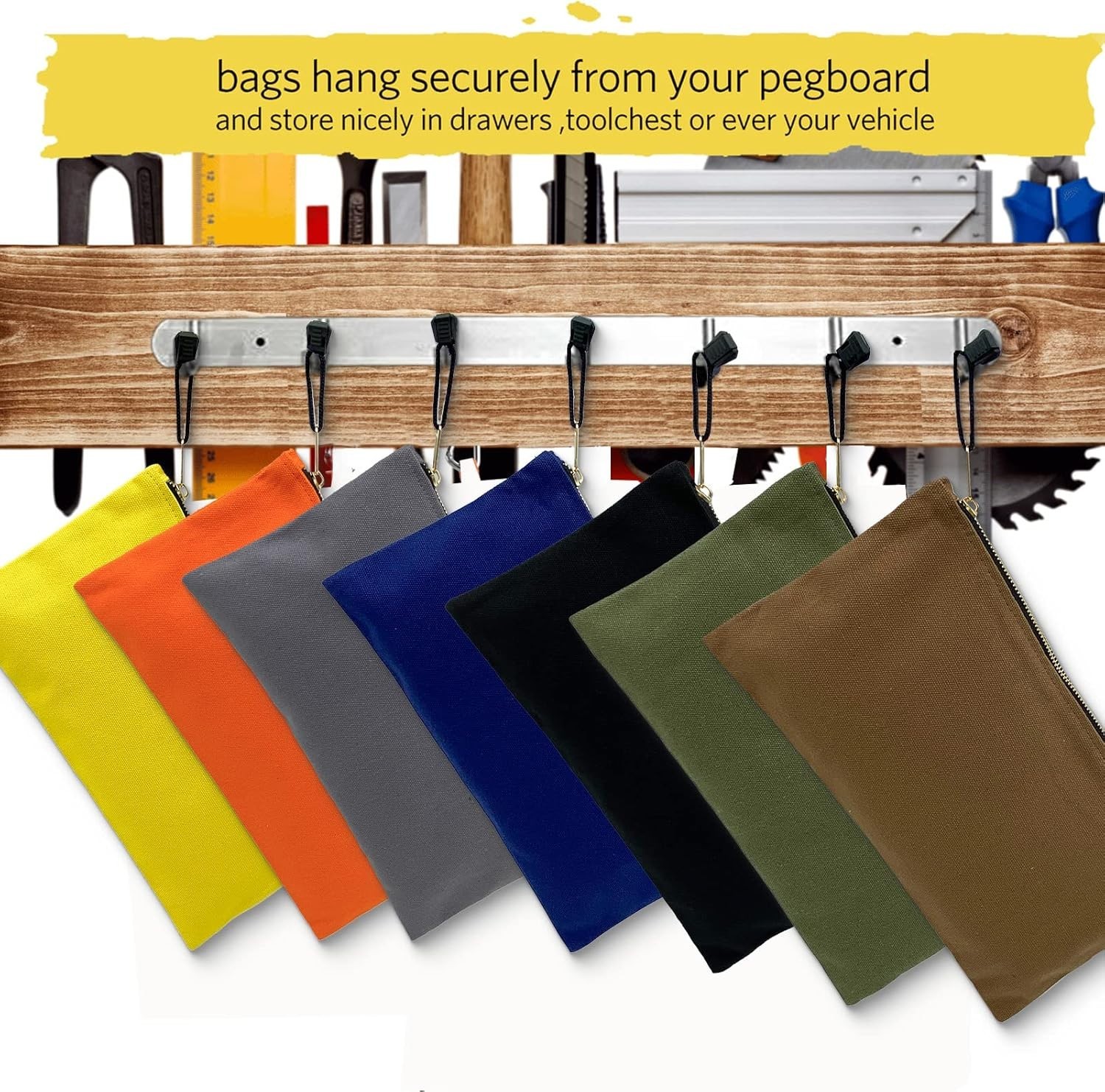 Heavy Duty Canvas Tool Bag Organizer – 7 Pack Zipper Utility Pouches in Assor…