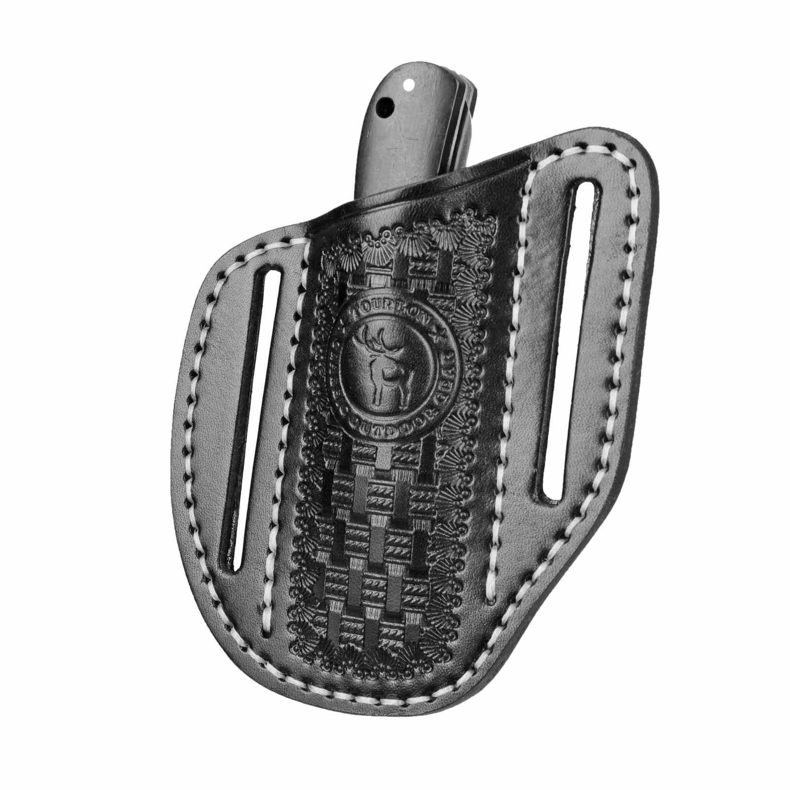 TOURBON Leather Folding Knife Sheath Belt Carry Pouch EDC Pocket Holder