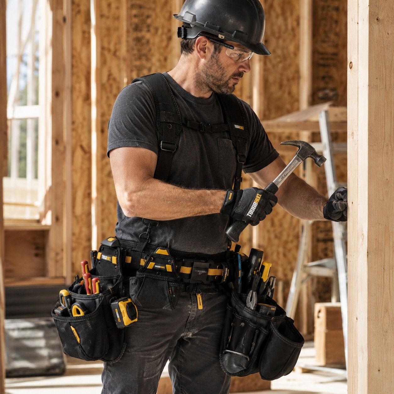 ToughBuilt TB-CT-101-5P Pro Contractor Tool Belt 5-Piece Rig Set w/ Suspenders