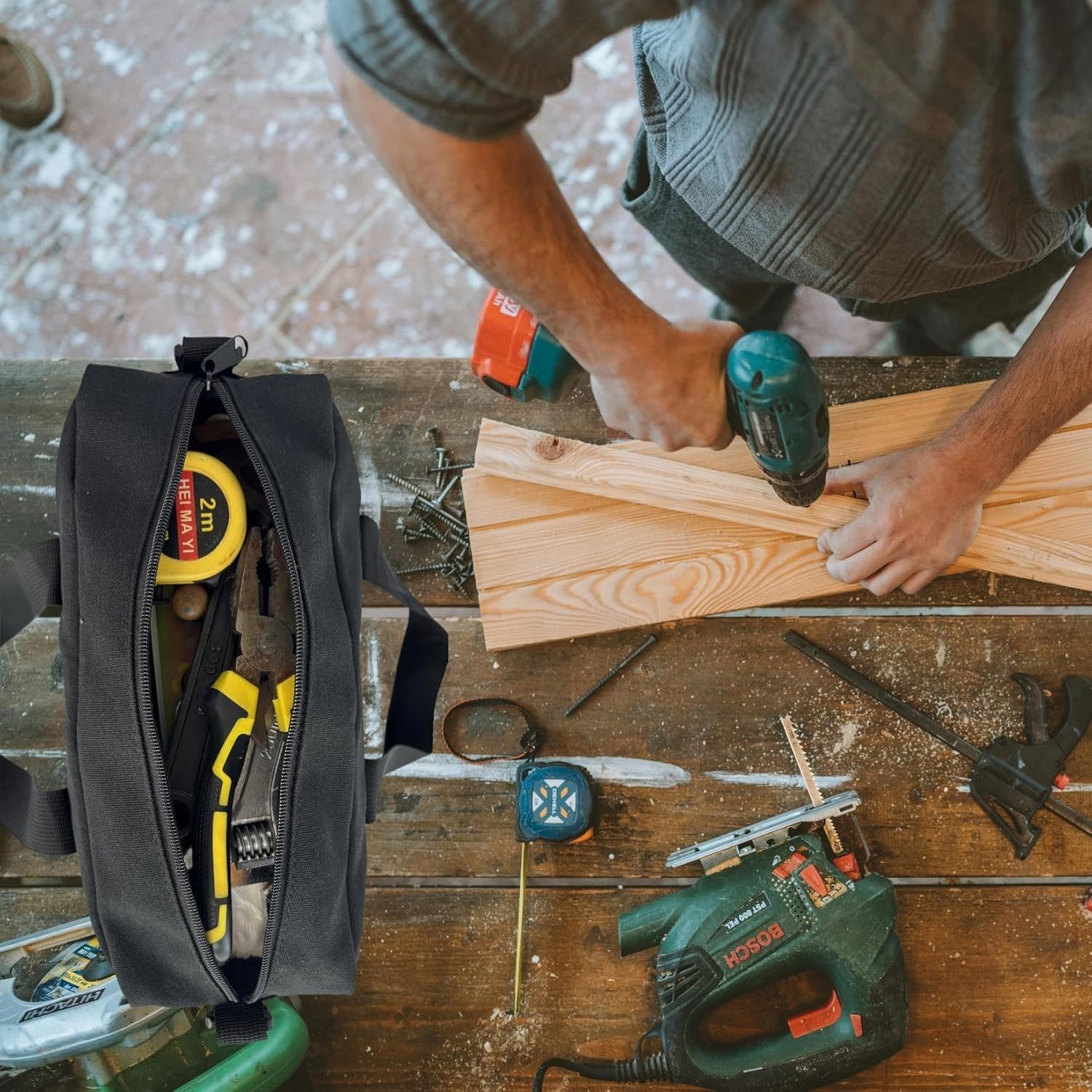 Portable 18 Inch Fabric Tool Bag with Wide Opening – Carry Everything Easily