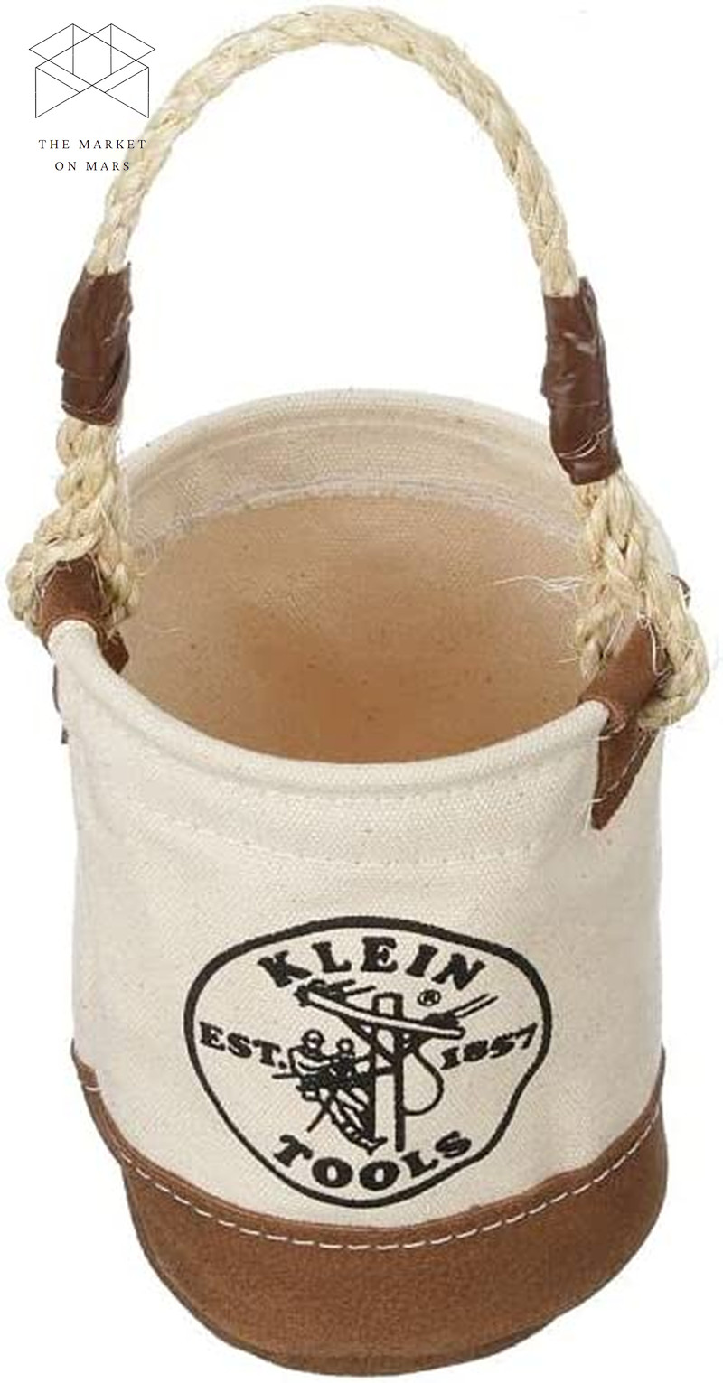 Tool Bucket Mini Small Parts Bag Heavy Duty Natural Canvas & Leather Bottom 🎯🎯