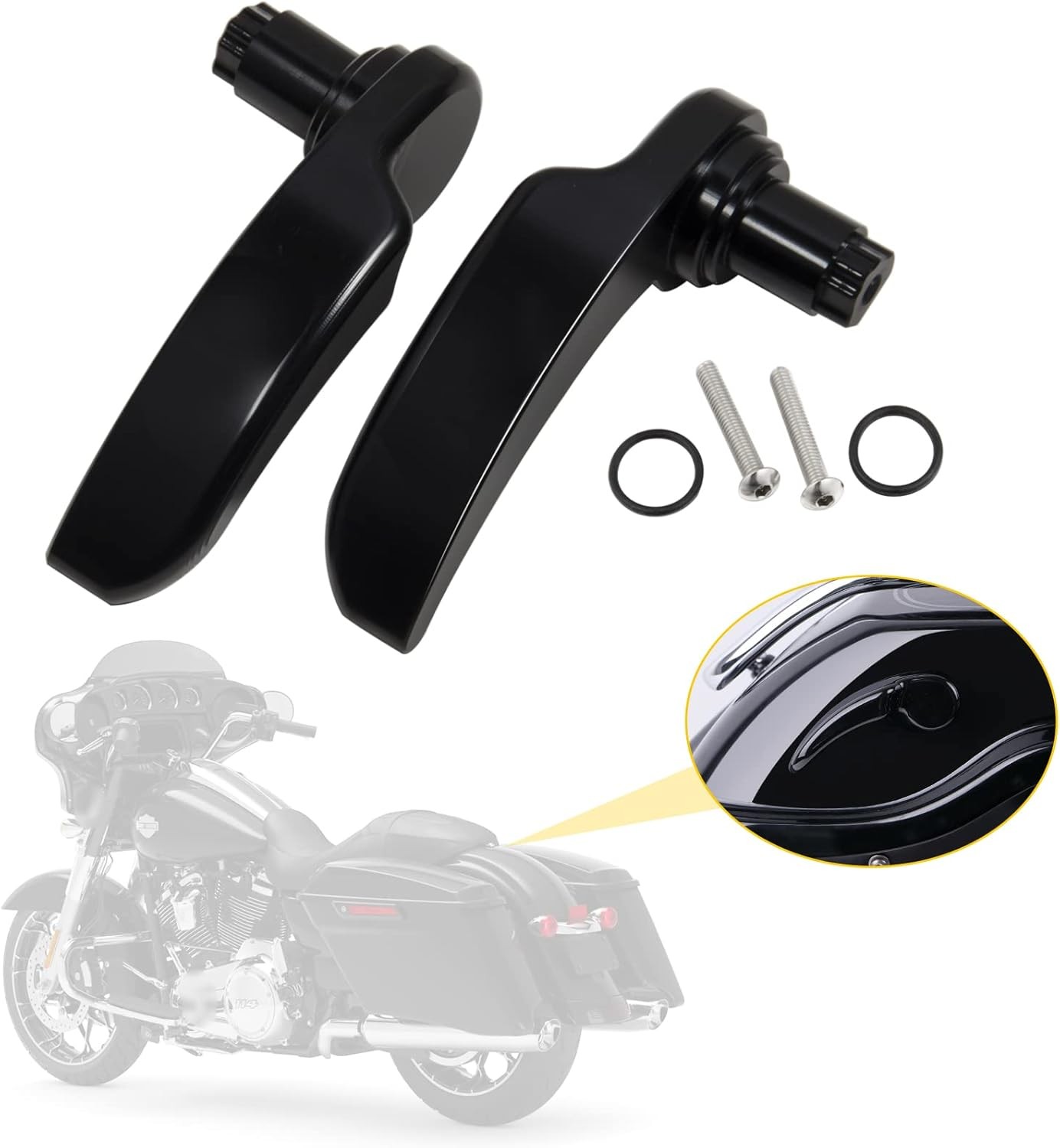 Black Saddlebag Latches Kit, Saddlebag Lifters Compatible for Harley Touring …