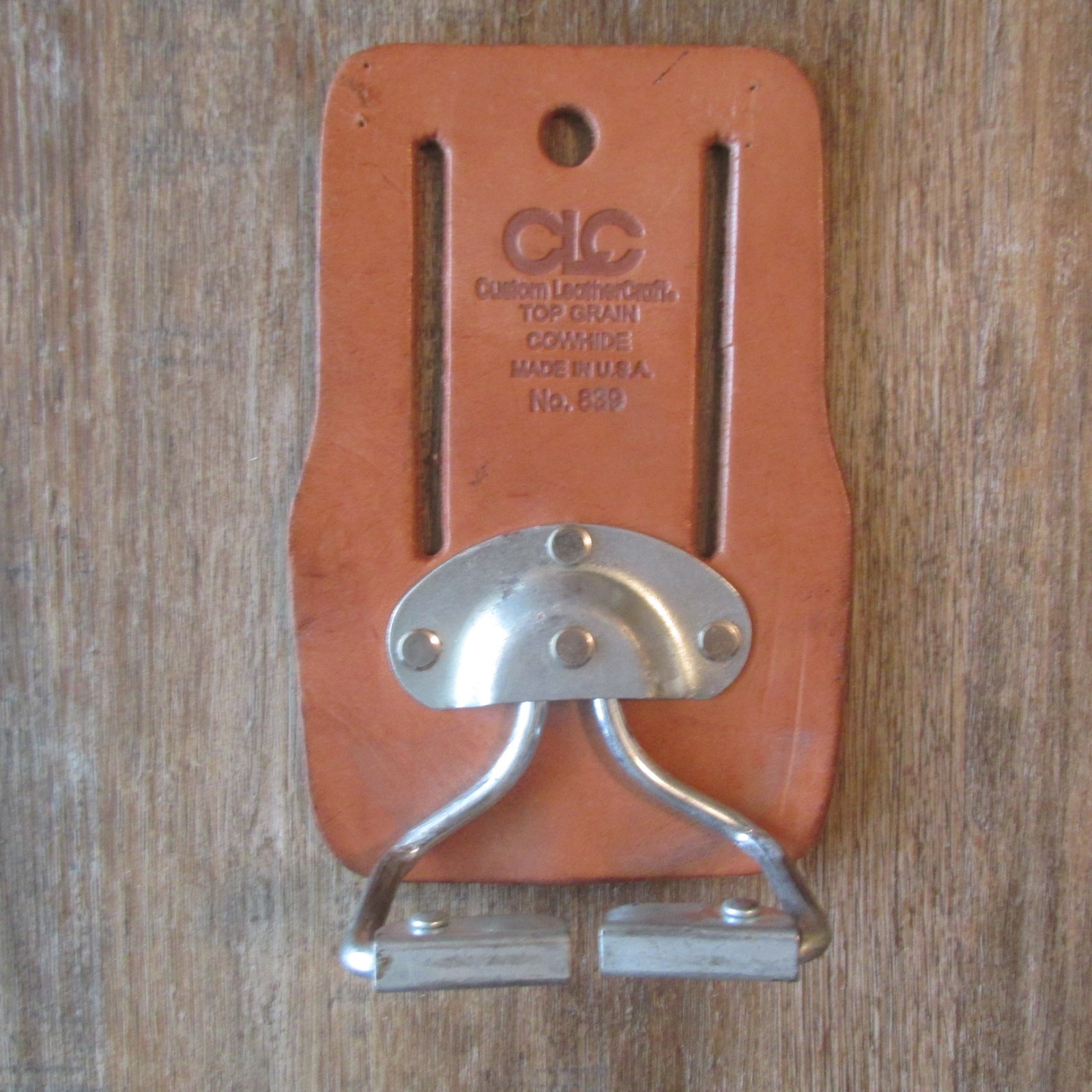 CLC TOP GRAIN COWHIDE HAMMER HOLDER Carpenter Belt METAL FLIP CRADLE W/O LABEL!!