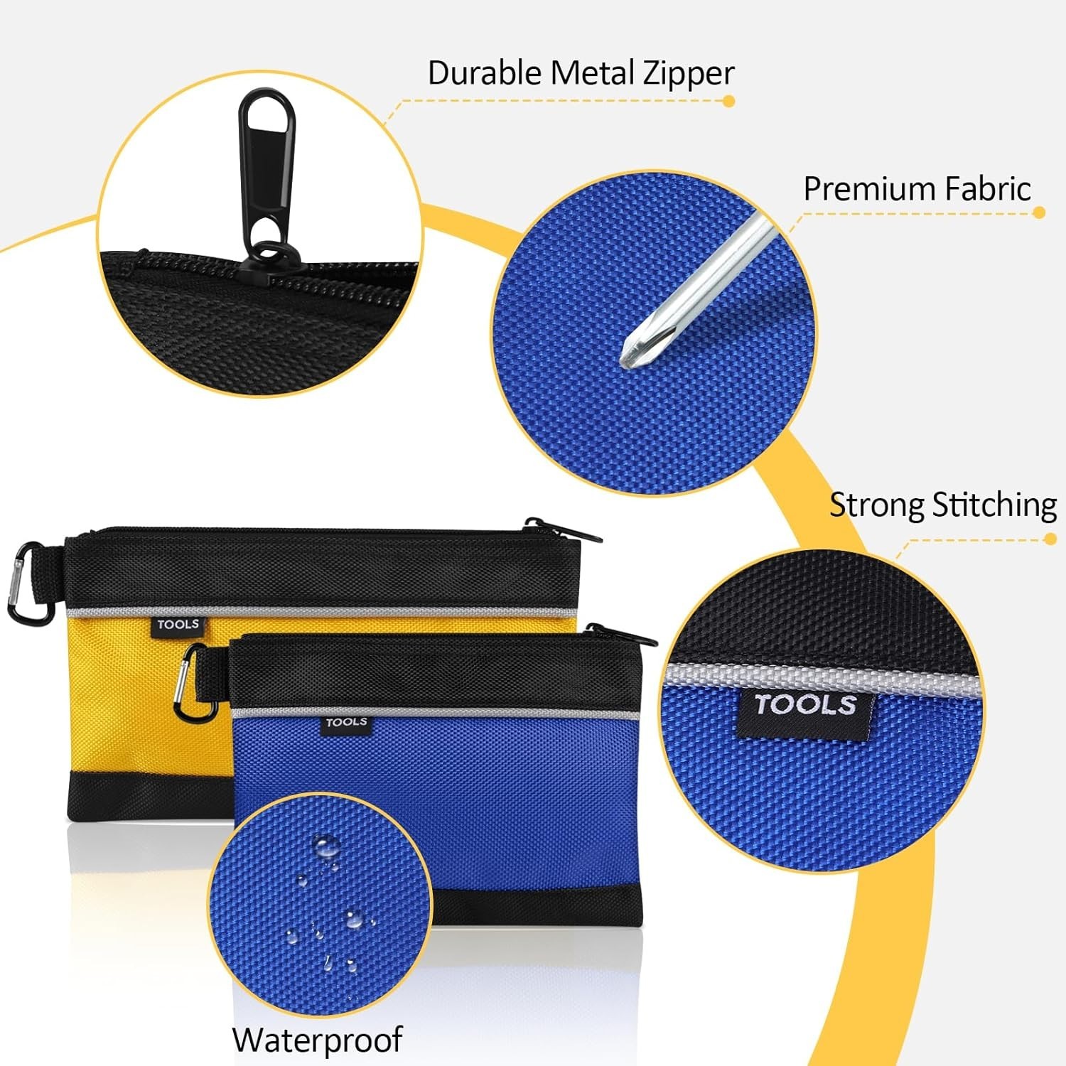 4 Pack Waterproof Tool Pouches in 1680D Oxford Fabric for Ultimate Organization