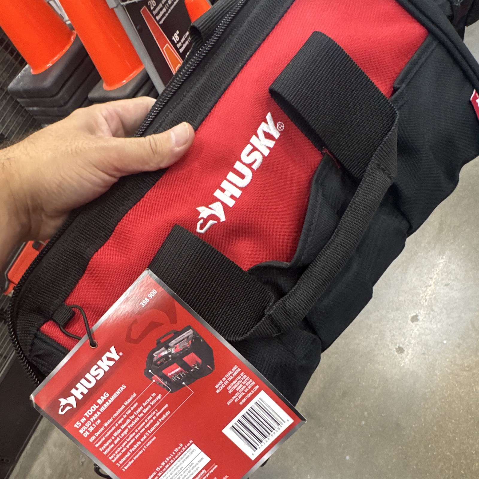 Husky 15 in Tool Bag Polyester Zipper Closure w/ Handle Red/Black