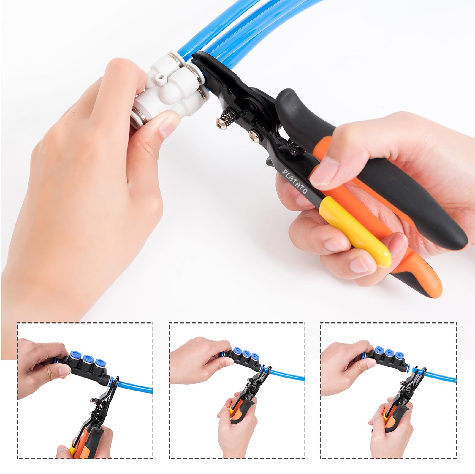 PLATATO Push to Connect Fittings Disconnect Tong Tool 6-8mm, Black, Orange