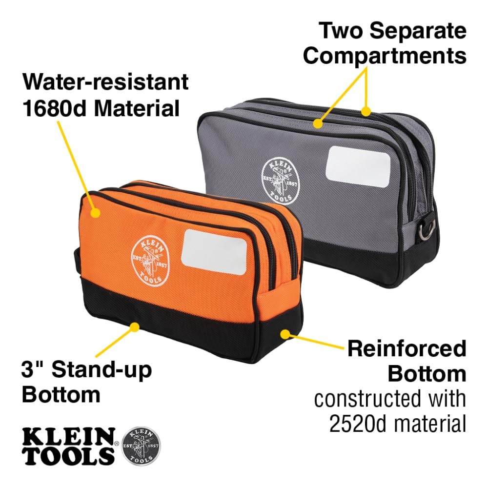Klein Tools Tool Pouch, Dual Compartments, HeavyDuty Tool Bag Organizer, Mult…