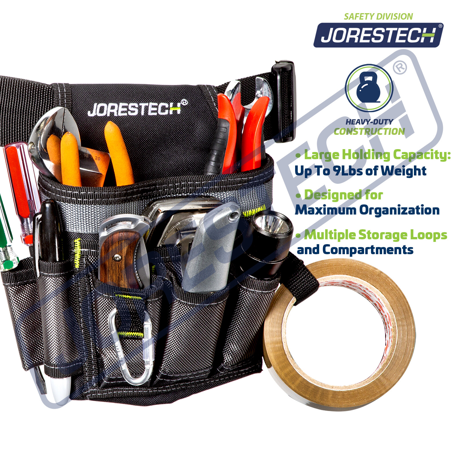 Electrician Tool Bag Waist 6 Pocket Pouch Belt Holder Maintenance JORESTECH