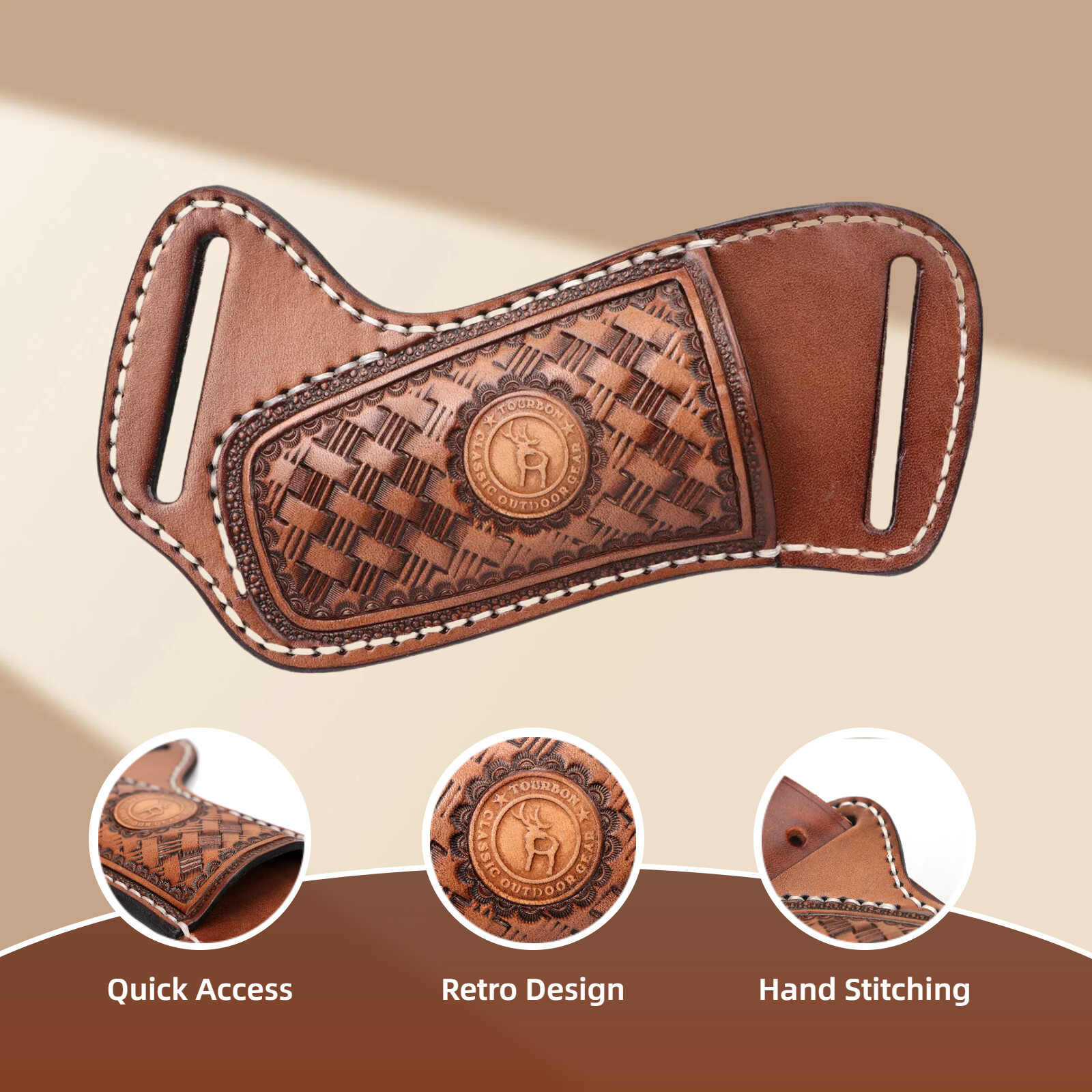 TOURBON Leather Folding Blade Knife Sheath Belt Pouch Tool Pocket Knives Holster