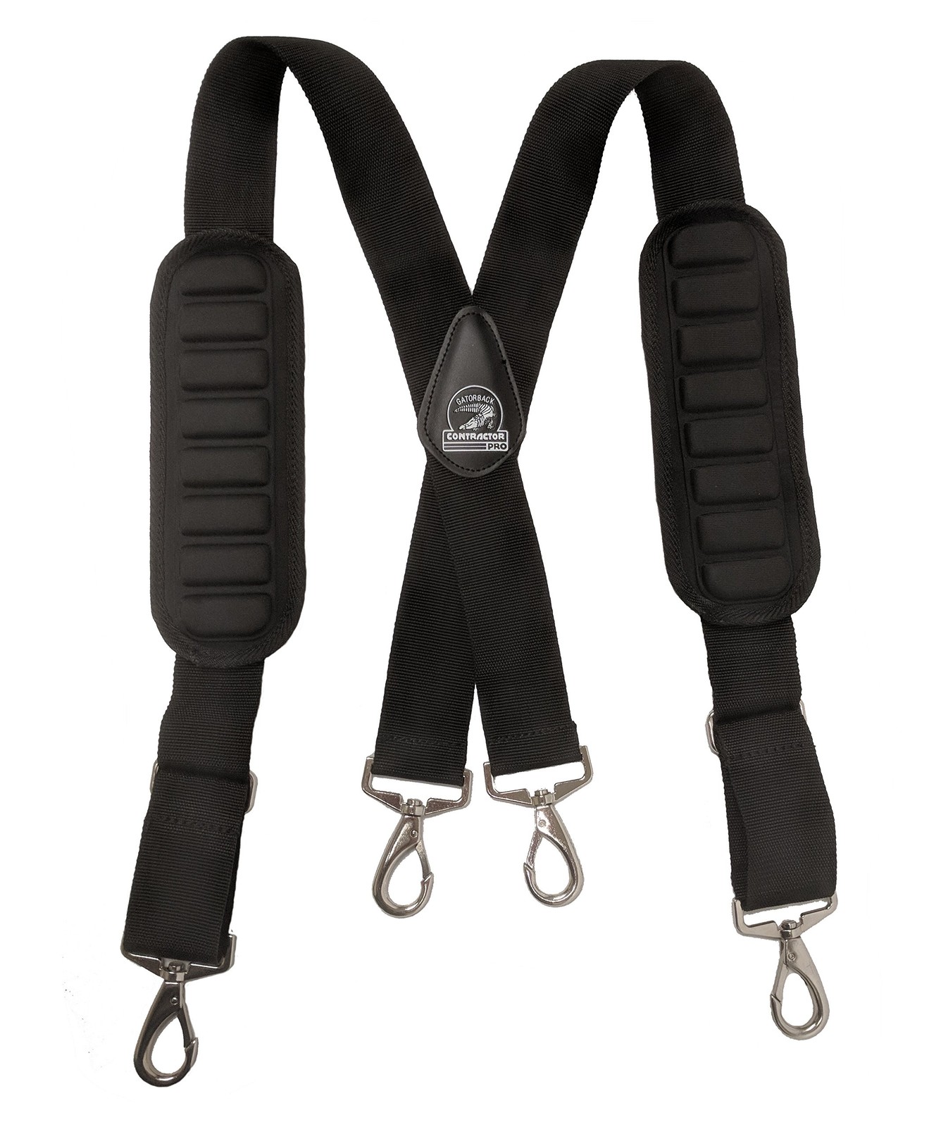 Adjustable Black Suspenders With Foam Shoulder Pads For Tool Belts