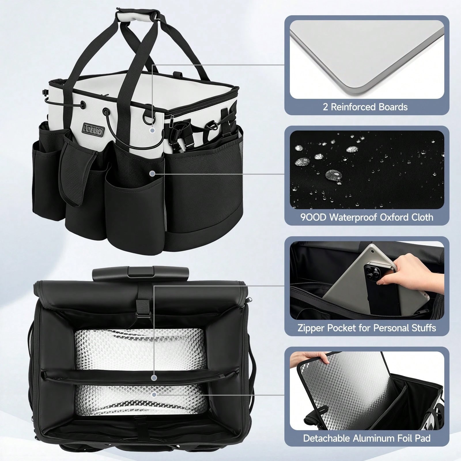 Rolling Cleaning Caddy Bag with Wheels Supplies Organizer Cart