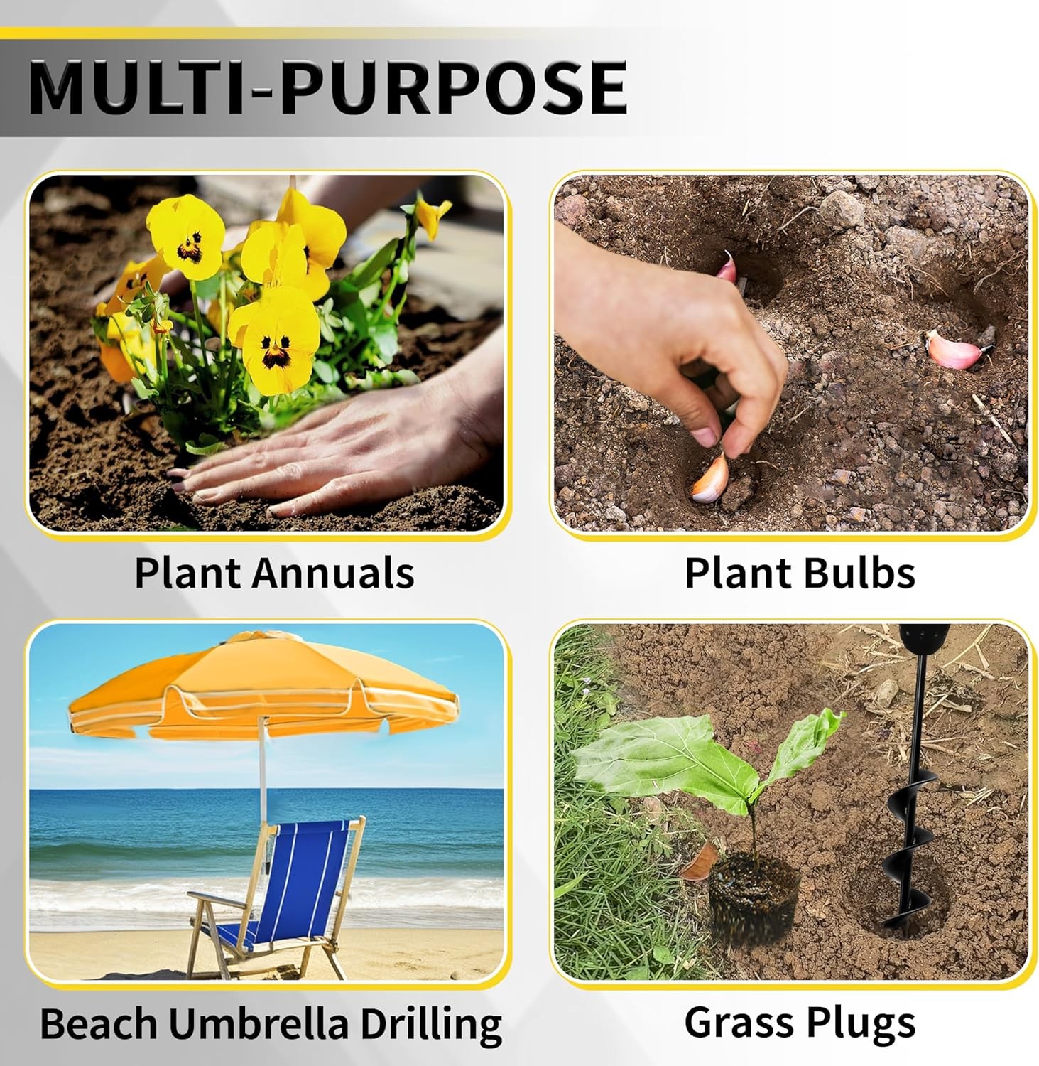 Cordless Drill Auger 1.6×16.5 Inch Plant Bulb Planter Tool 3/8 Hex