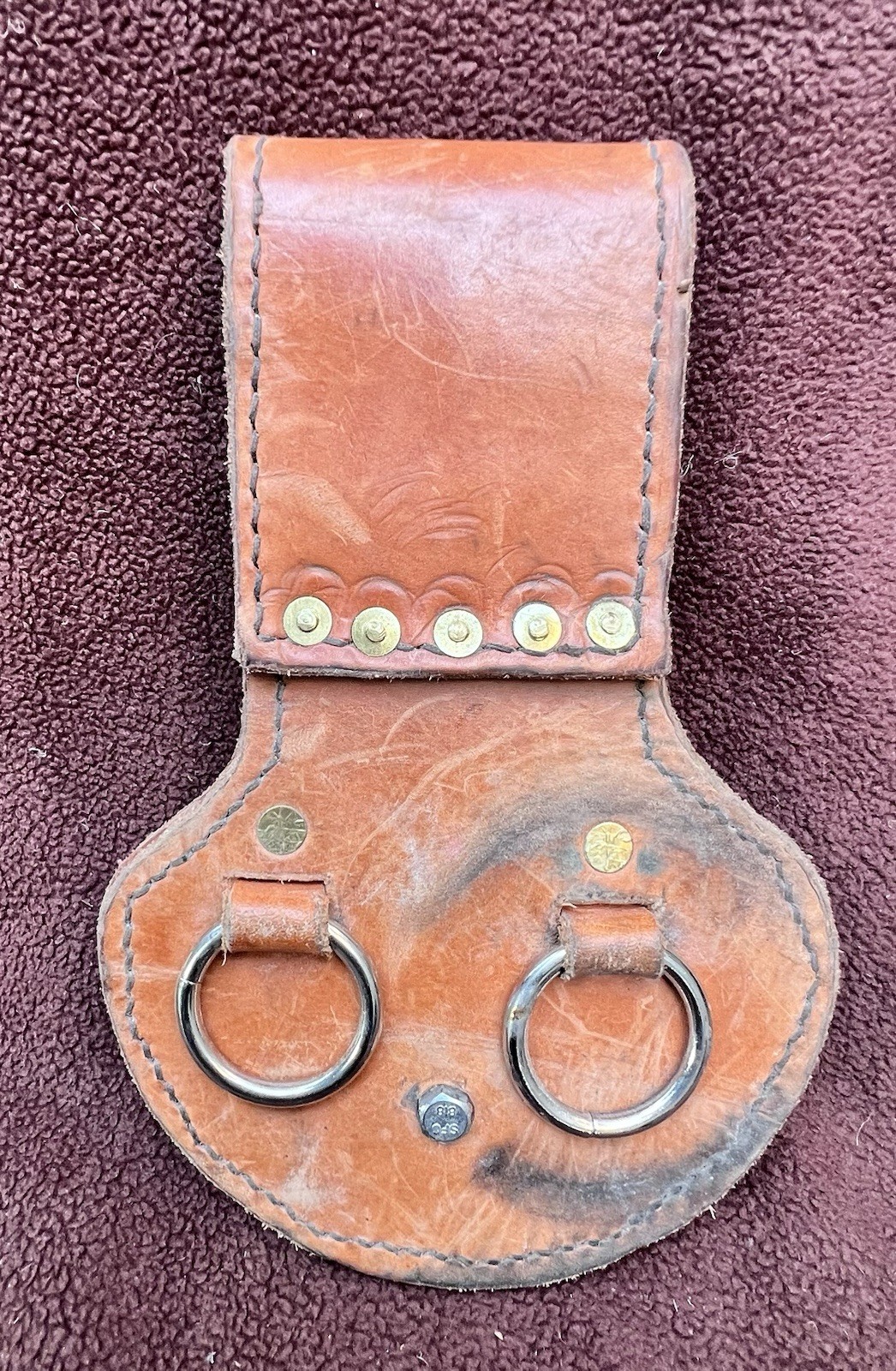 Custom Double Leather Spud Wrench Hanger Tool Holder Heavy Duty Brass Rivets