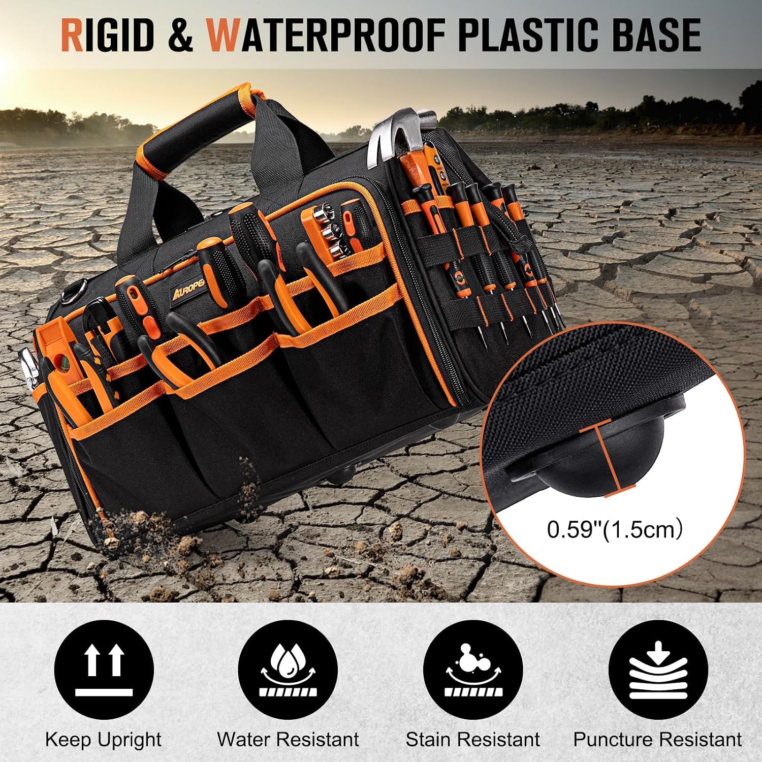 17-Inch Electrician Tool Bags Men 46-Pocket Heavy Duty Tool Bag Foldable