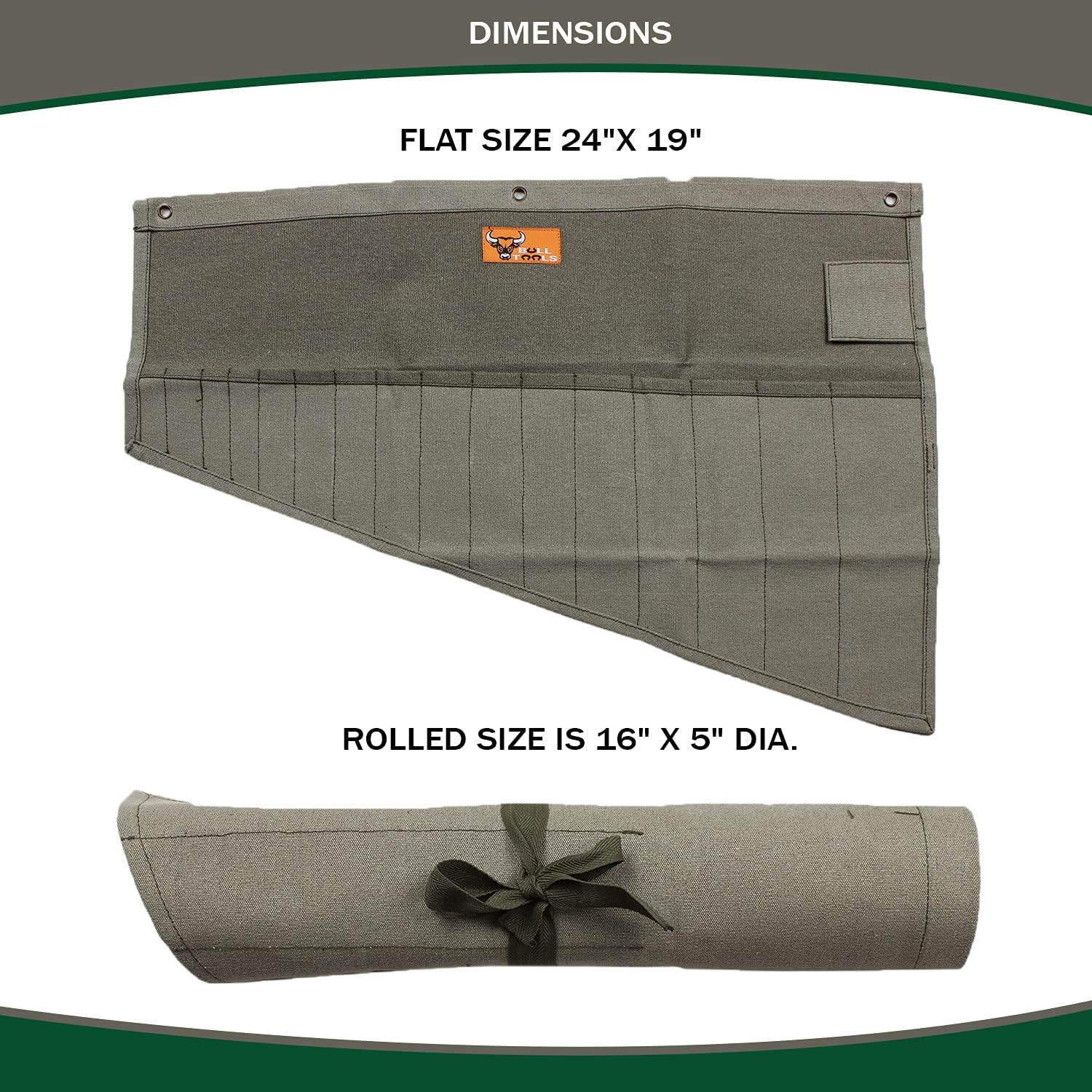 Roll up Tool Bag Organizer 16 Pockets Metric & SAE Wrench Organizer Heavy Duty C