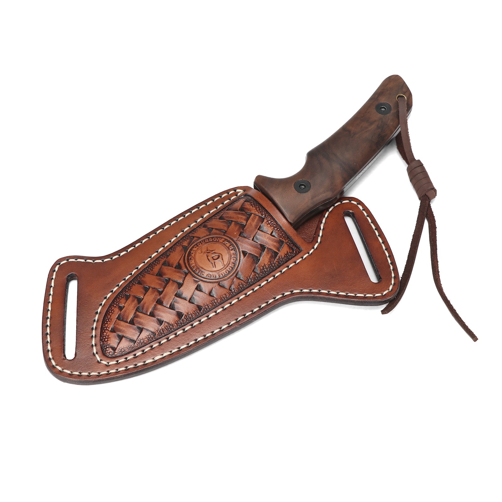 TOURBON Leather Fixed Blade Knife Sheath Belt Pouch EDC Knives Case Camping