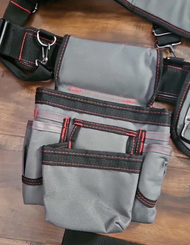 Tool Belt with Suspenders Adjustable Carpenter Tool Pouch Combination Tool Bag