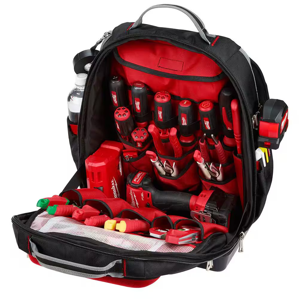 15 In. Ultimate Jobsite Backpack with 12 In. Zipper Tool Bag in Multi-Color (3-P