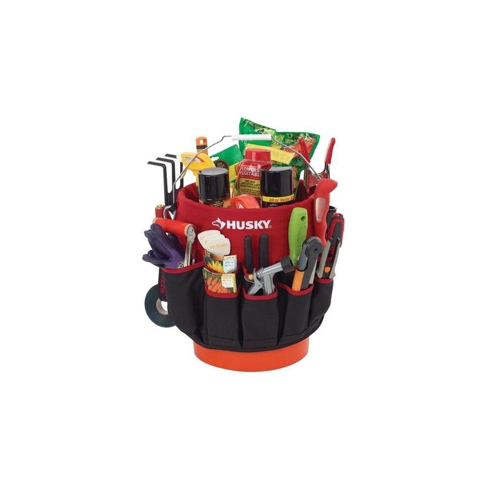 Husky Bucket Jockey Red and Black Tool Organizer Fits 5 Gallon Buckets 30 Poc…