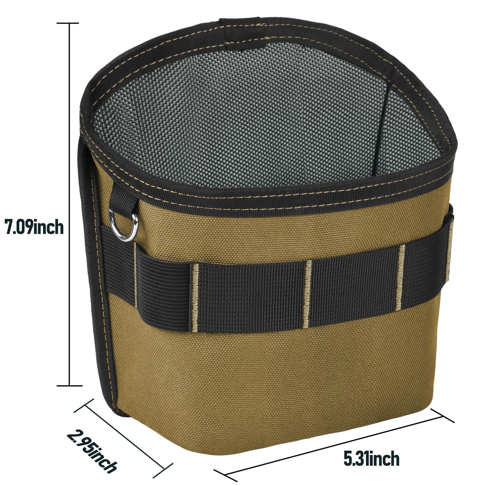 XL Khaki Tool Pouch for Nails Screws Bag with Belt Clip for Work DIY
