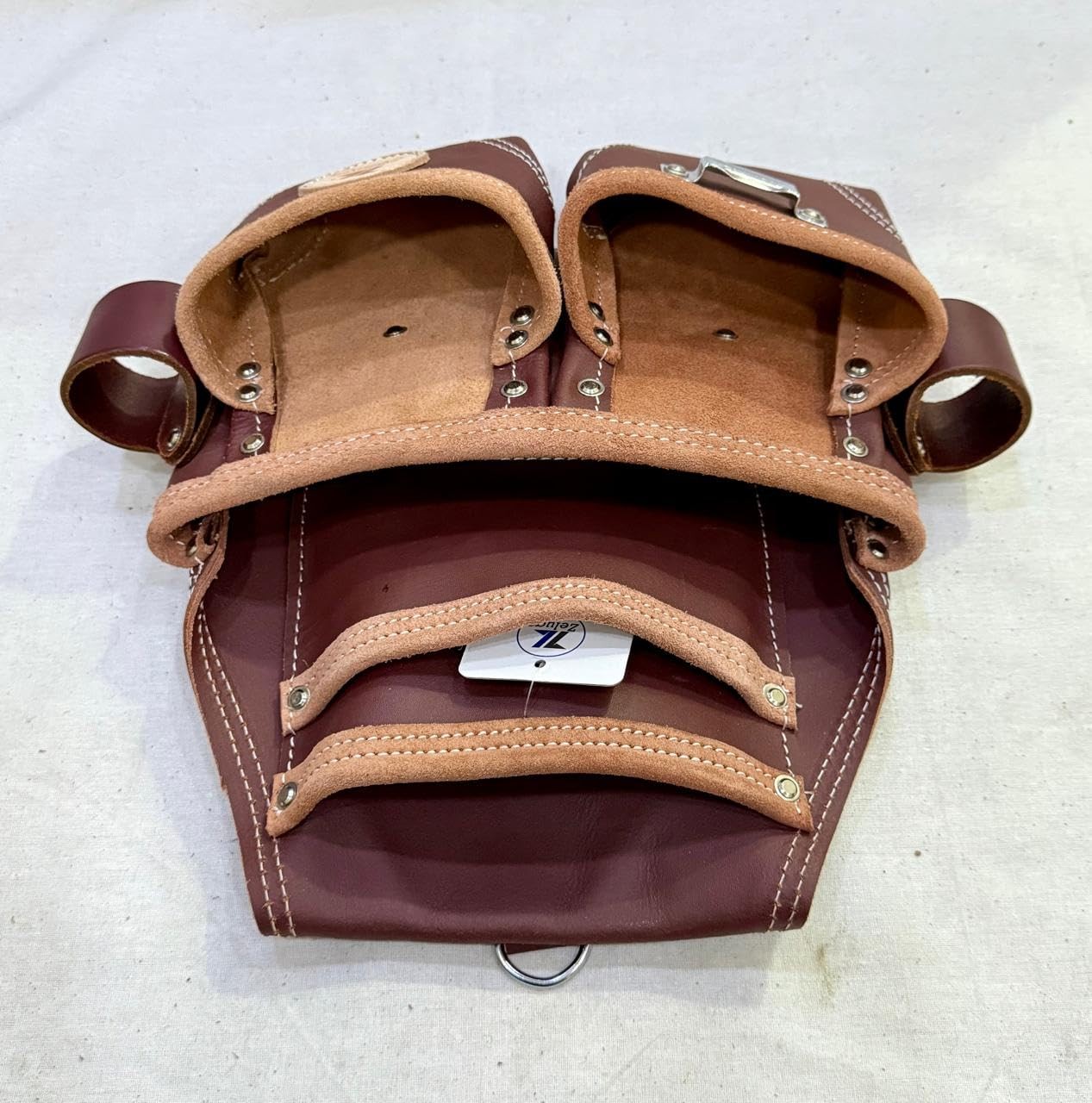 20121 Heavy Duty Leather Polyester Tool Bag Cherry Red Storage Pouch