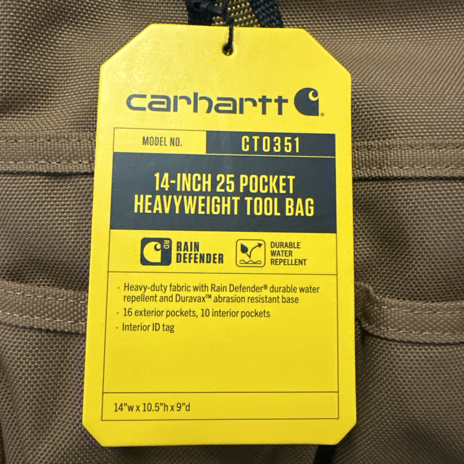 Carhartt 14 Inch Heavyweight Tool Bag with 25 Pockets Brown – NEW